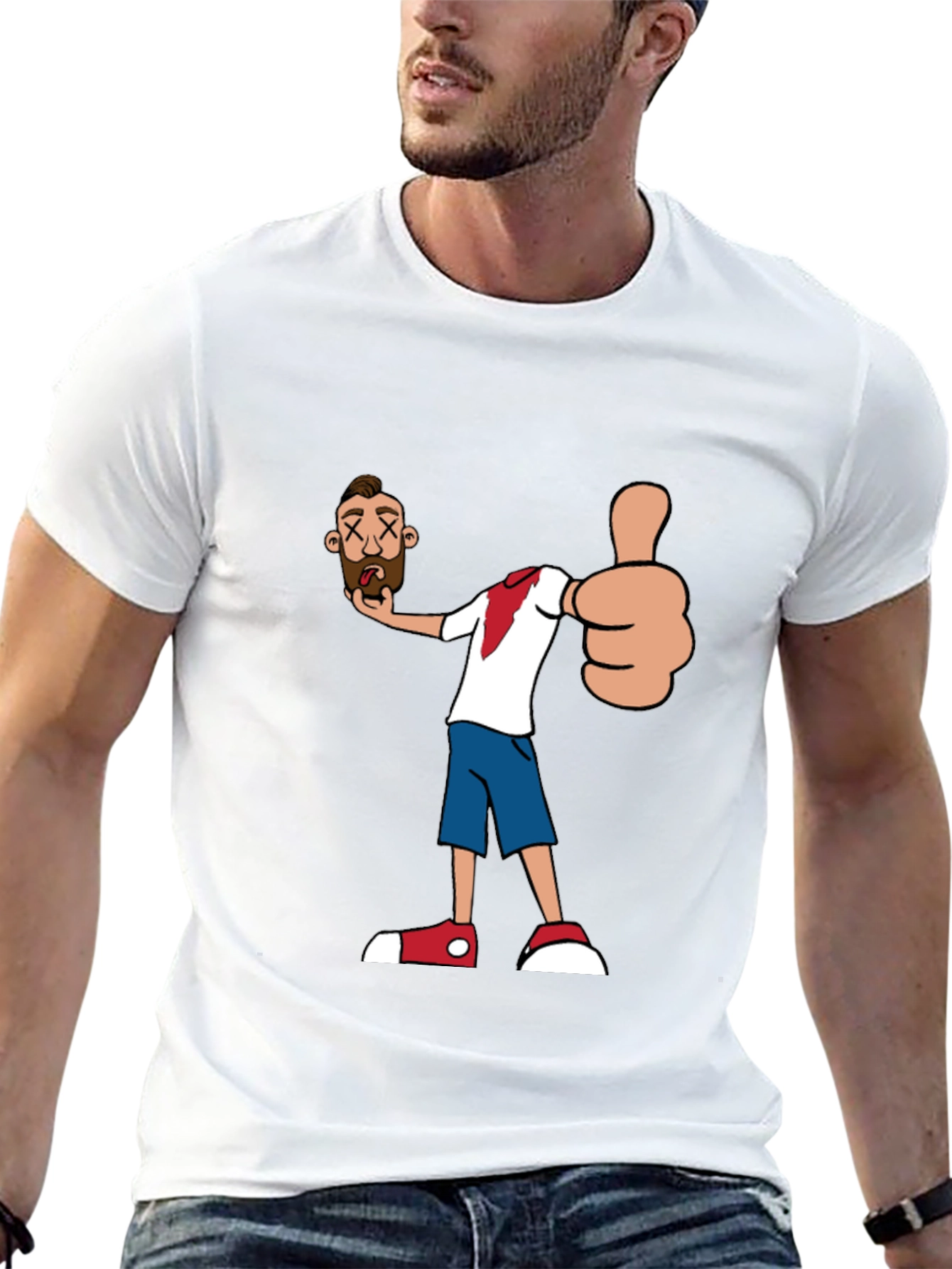 Funny Cartoon Head T-Shirt - Black
