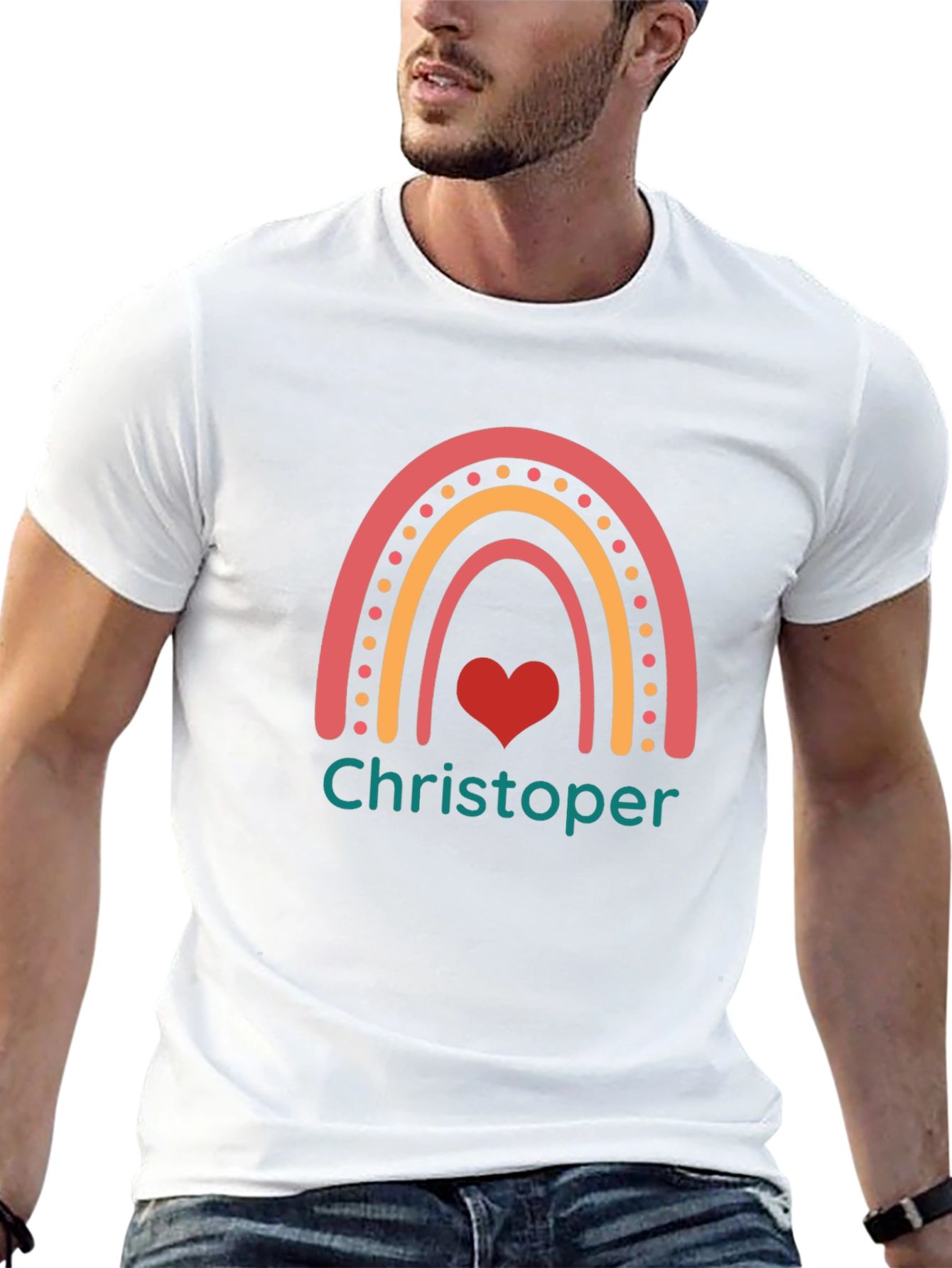 Personalized Rainbow Heart Name T-Shirt