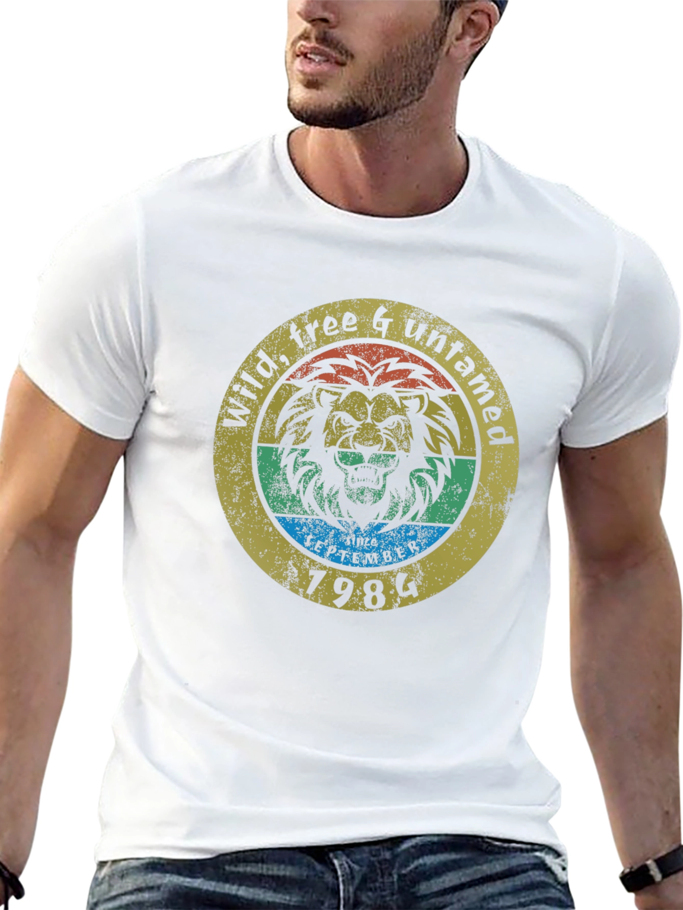 Wild Lion Untamed Graphic Tee - Retro Style