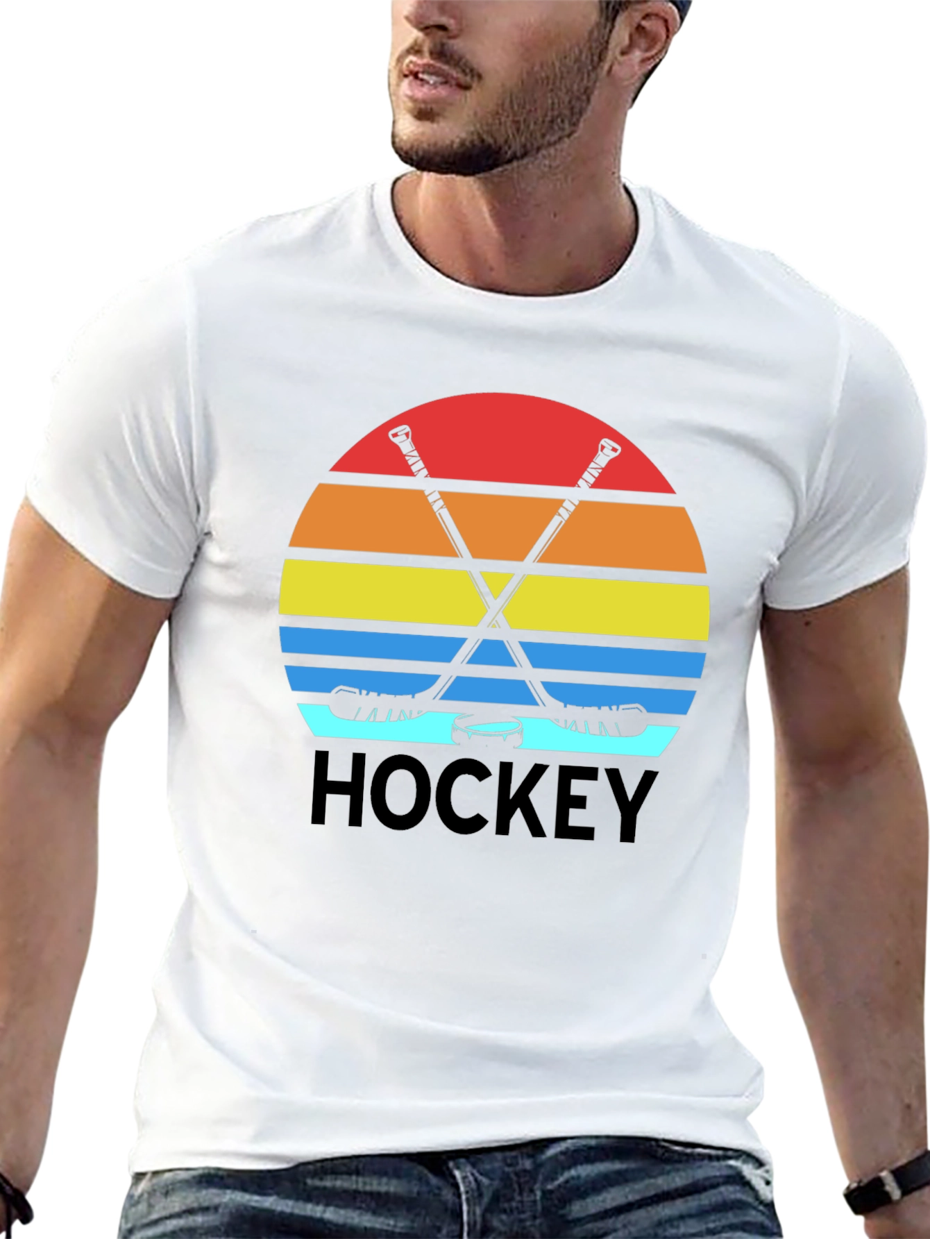 Retro Hockey Sunset Graphic T-Shirt
