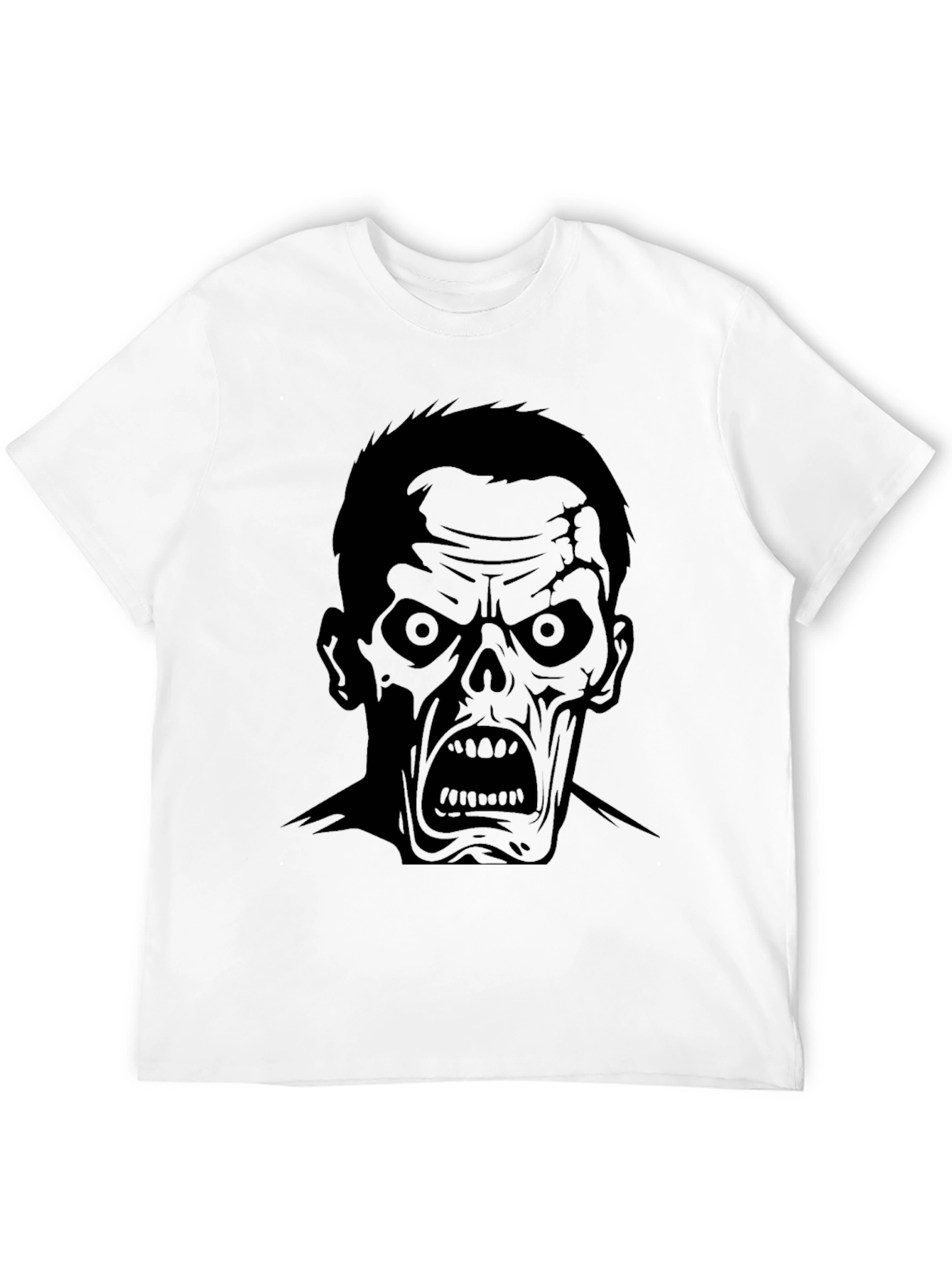 Zombie Face Graphic Black T-Shirt