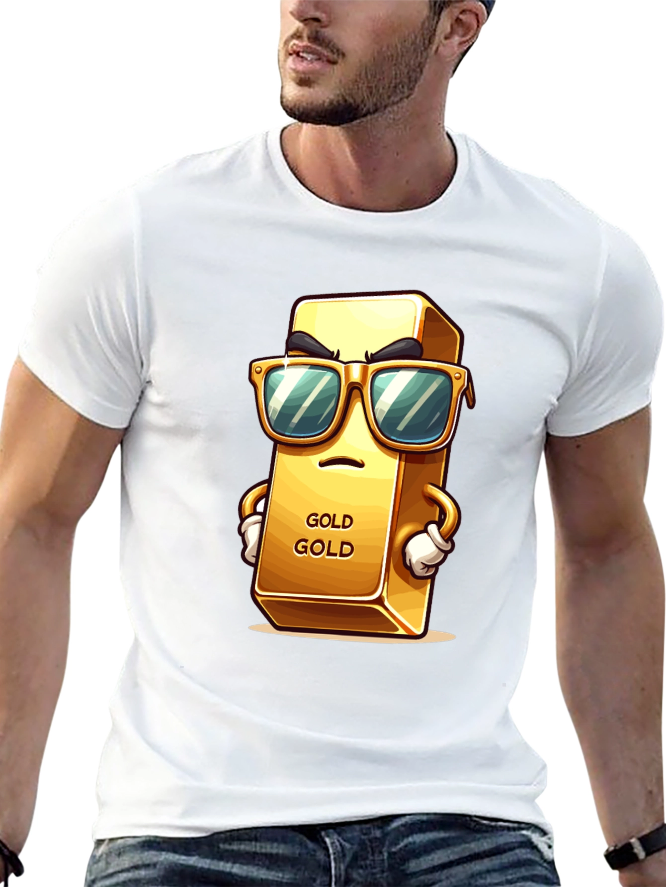 Cool Gold Bar Graphic T-Shirt