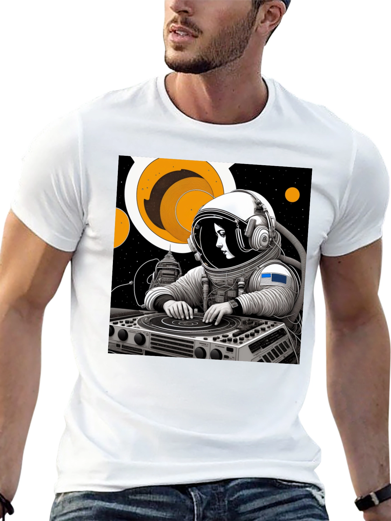 Astronaut DJ Black T-Shirt