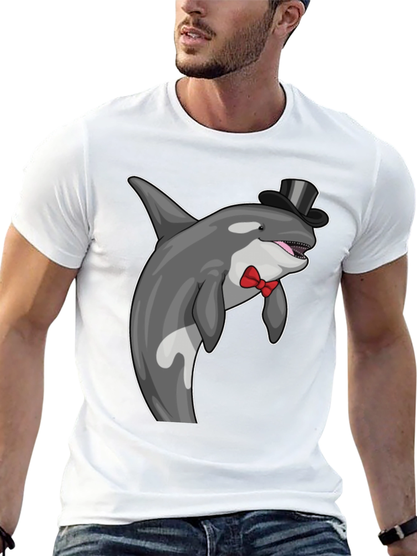 Orca Whale Top Hat Bow Tie Graphic Tee