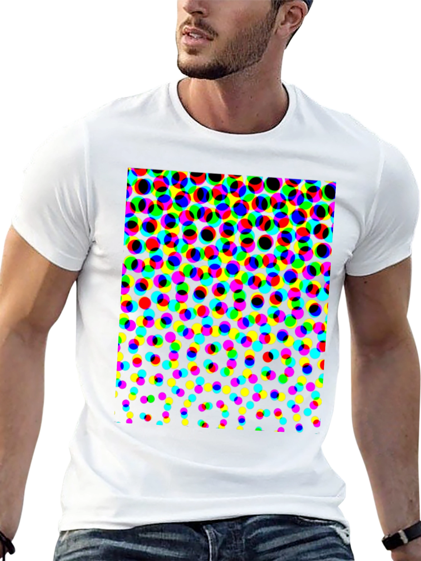 Retro Dot Pattern Black T-Shirt