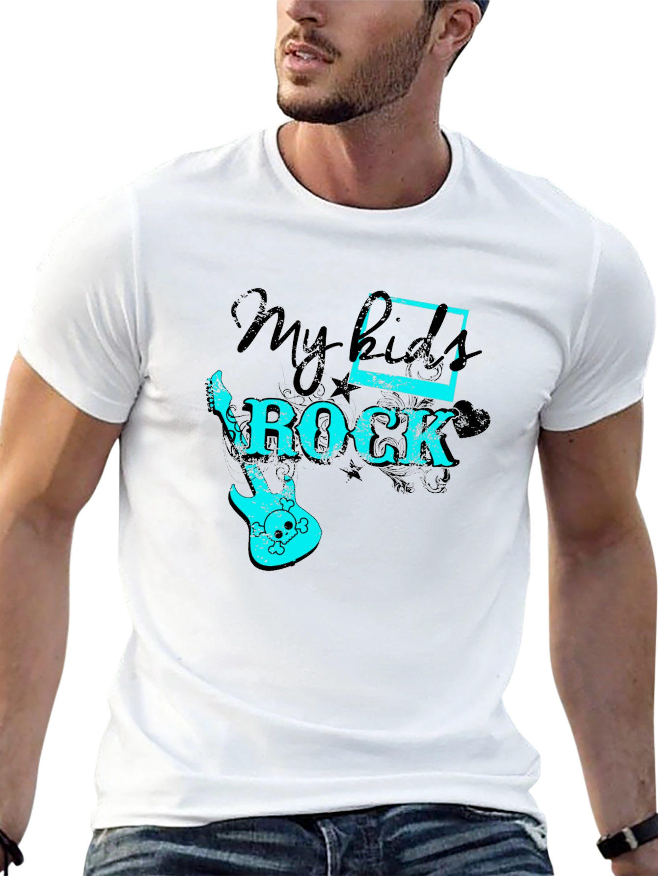 My Kids Rock Graphic Tee - Black Cotton T-Shirt