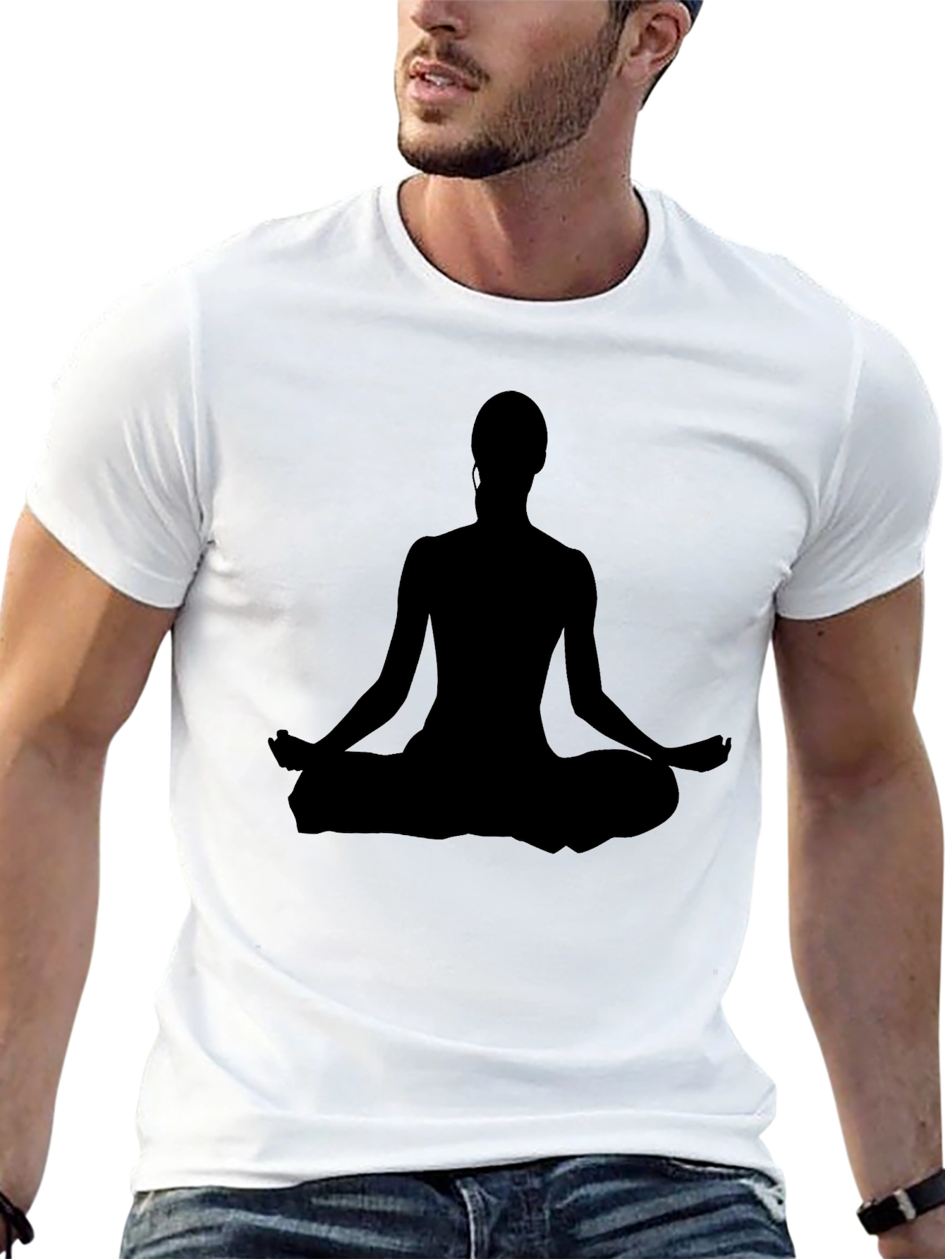Meditating Silhouette Tee - Black Yoga Shirt