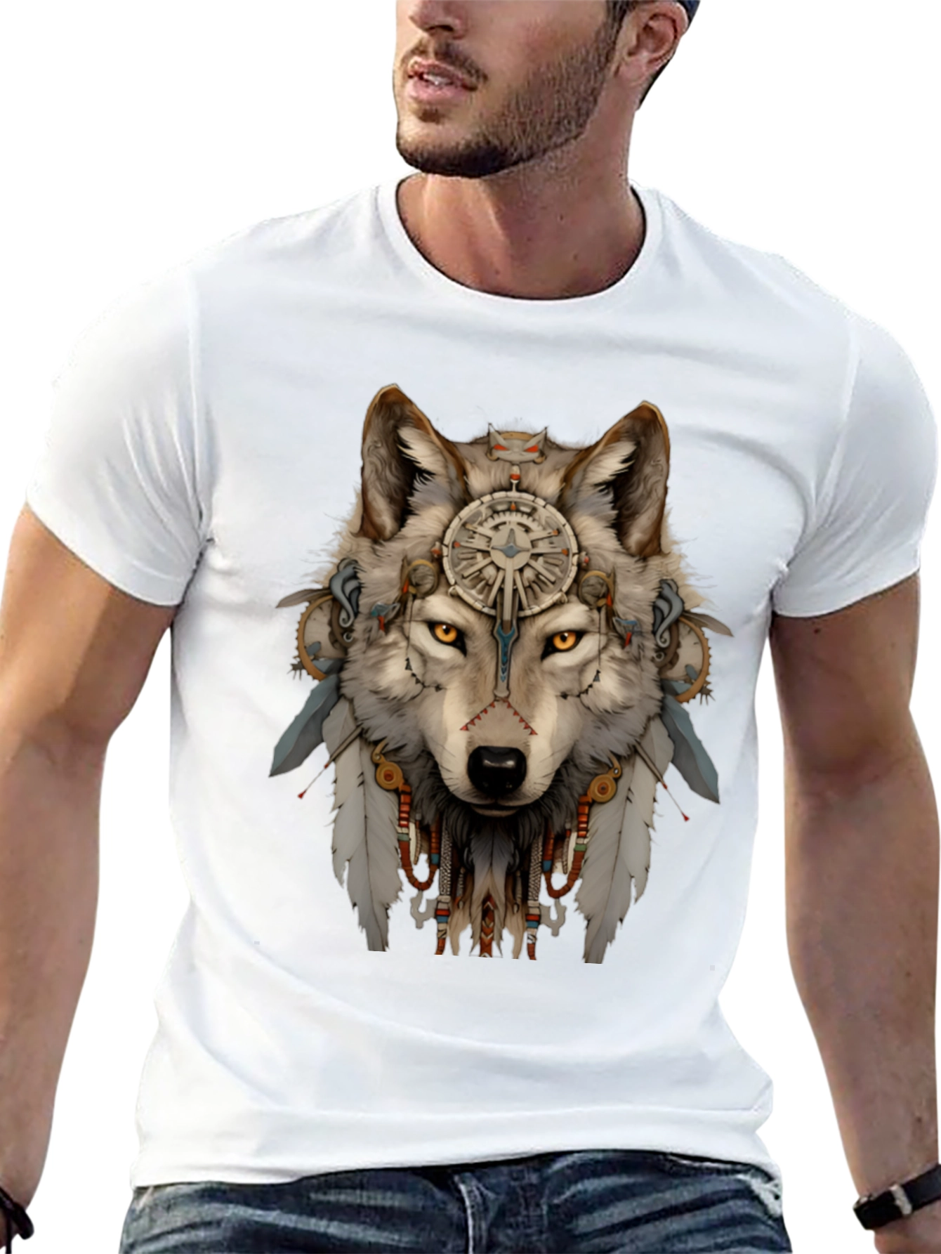 Wolf Spirit T-Shirt - Tribal Design