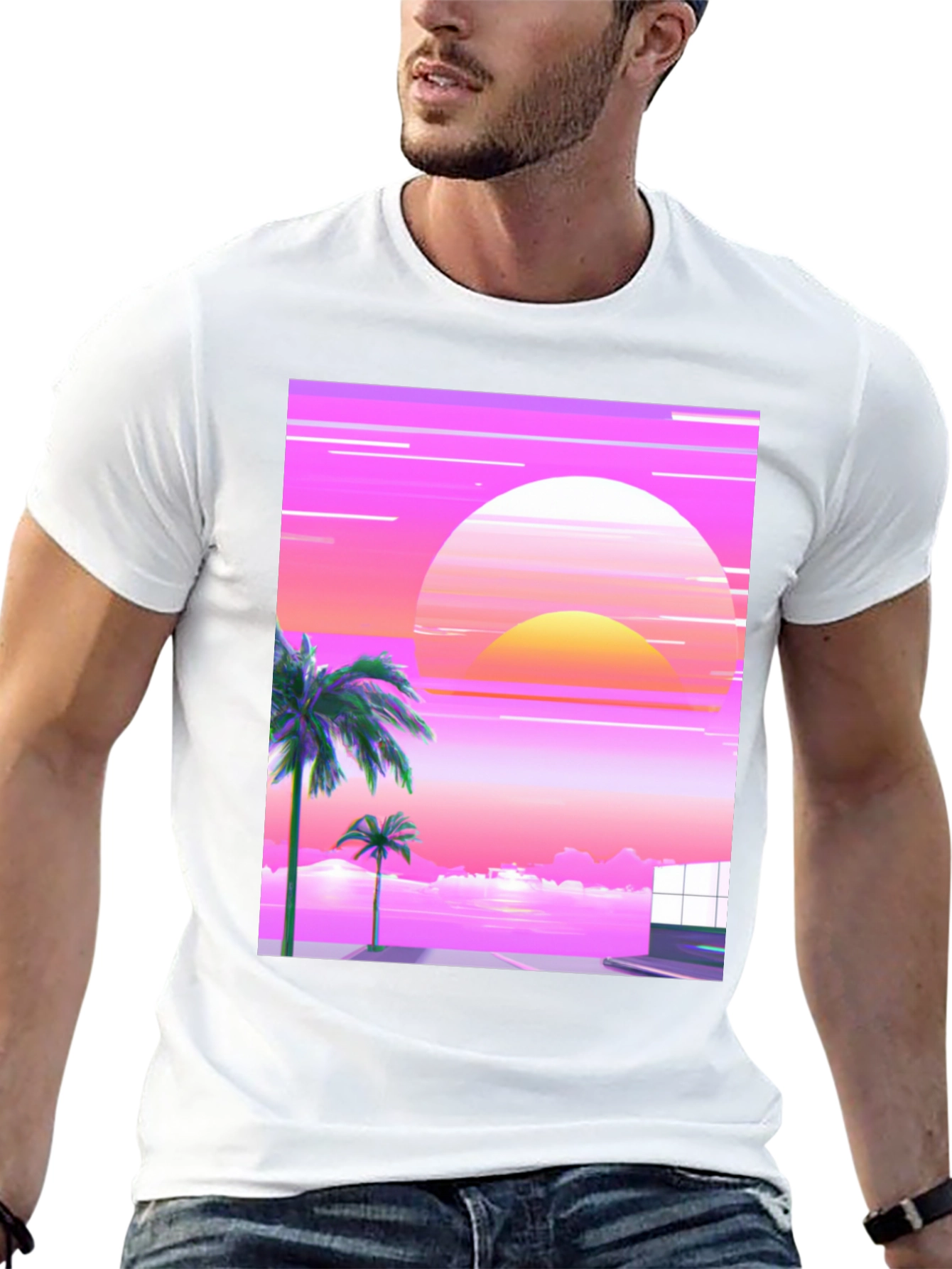 Vaporwave Sunset T-Shirt: Retro Synthwave Style
