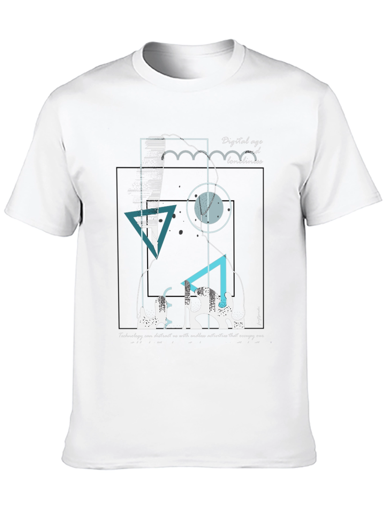 Abstract Digital Age Graphic Tee - Black