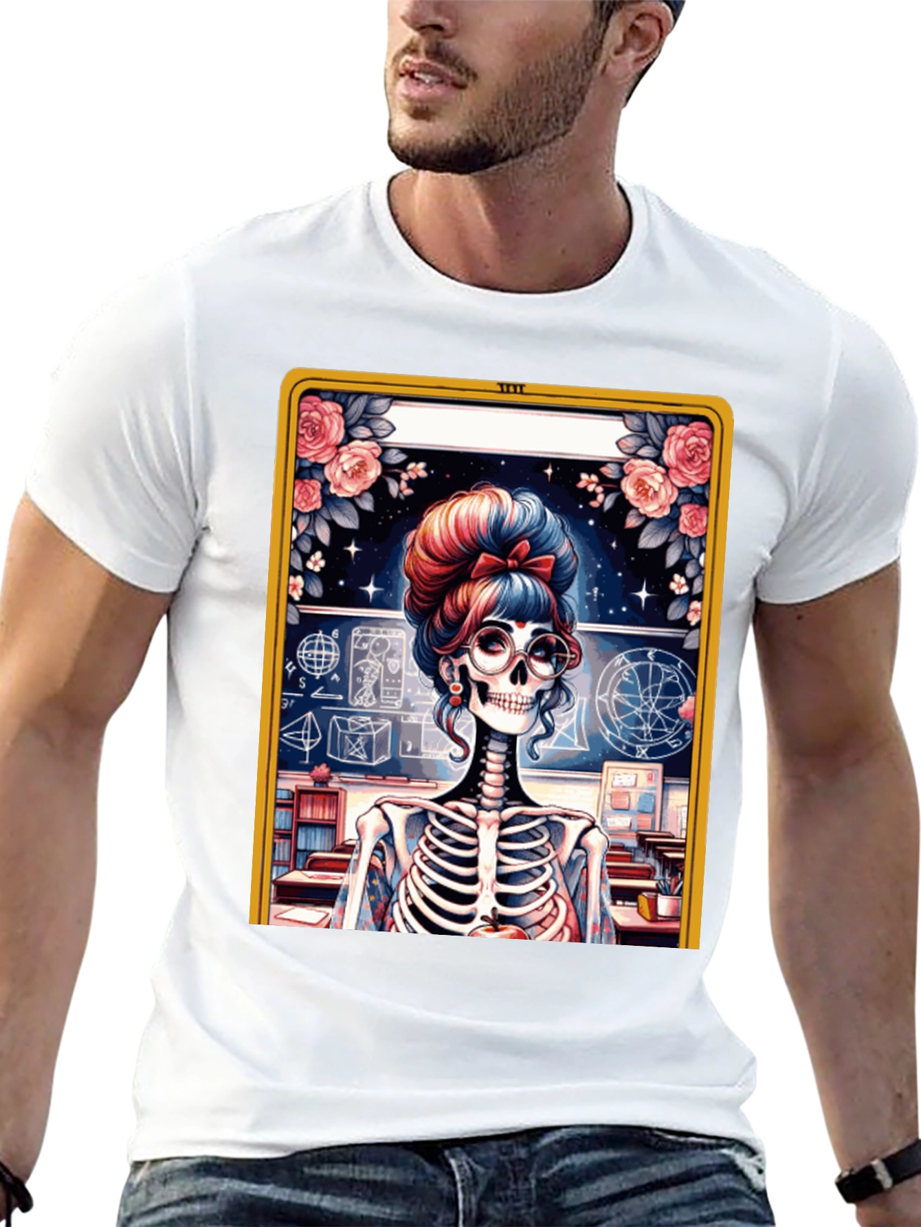 Skeleton Teacher Graphic Tee - Spooky Chic