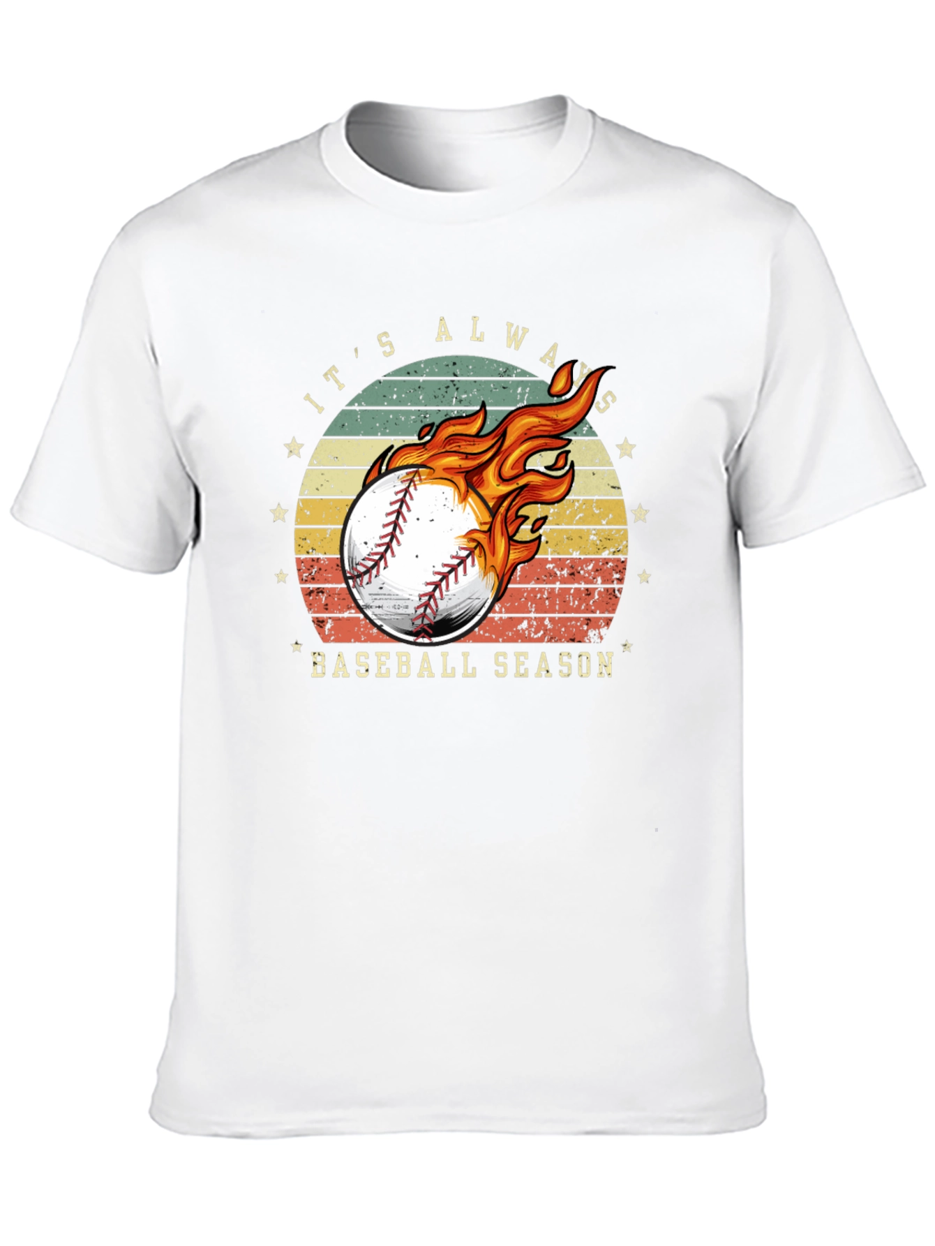 Baseball Season Graphic Tee - Burning Baseball Design
