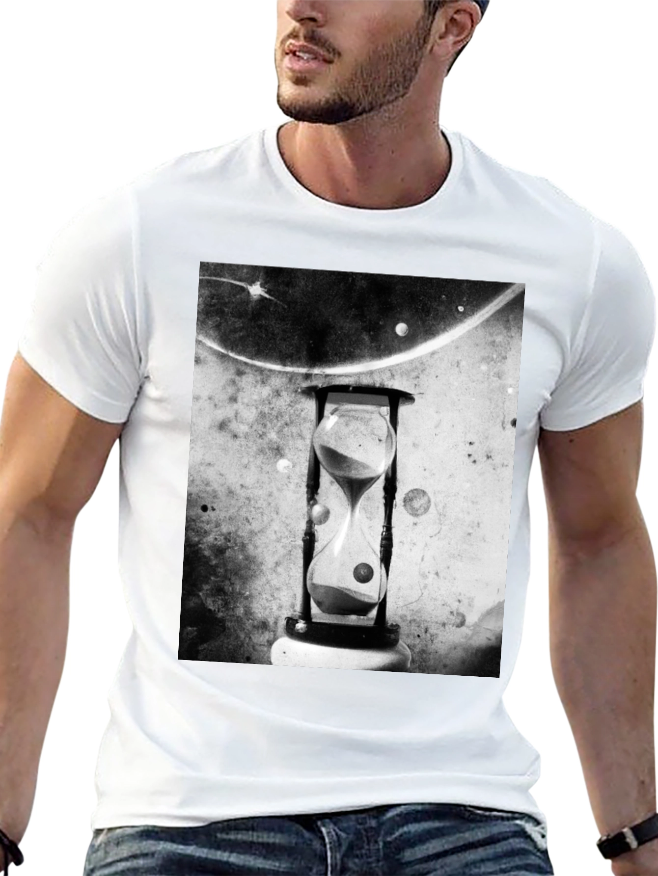 Time Traveler Tee - Hourglass Space Design T-Shirt