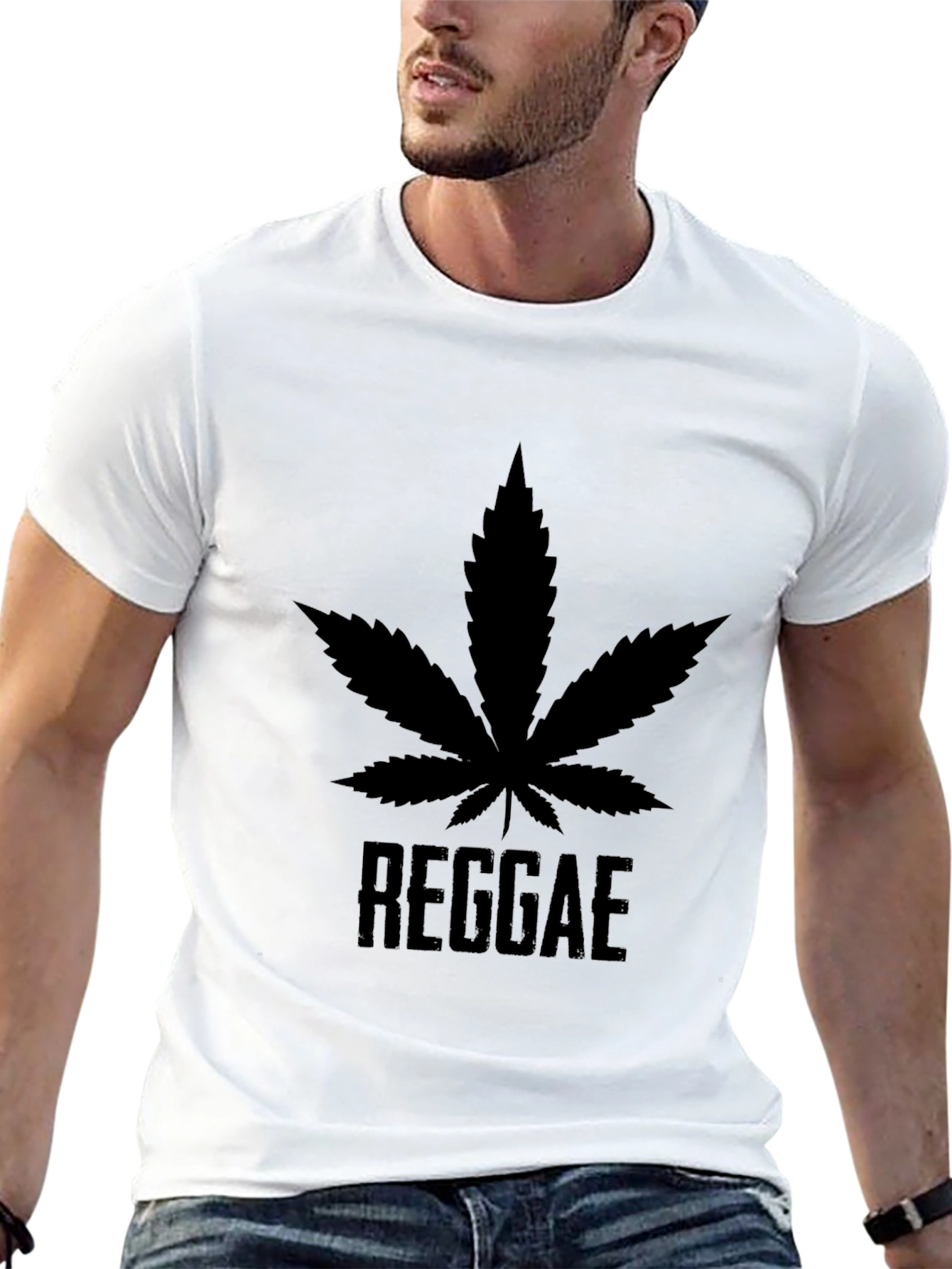 Reggae Leaf T-Shirt - Black Cotton Graphic Tee