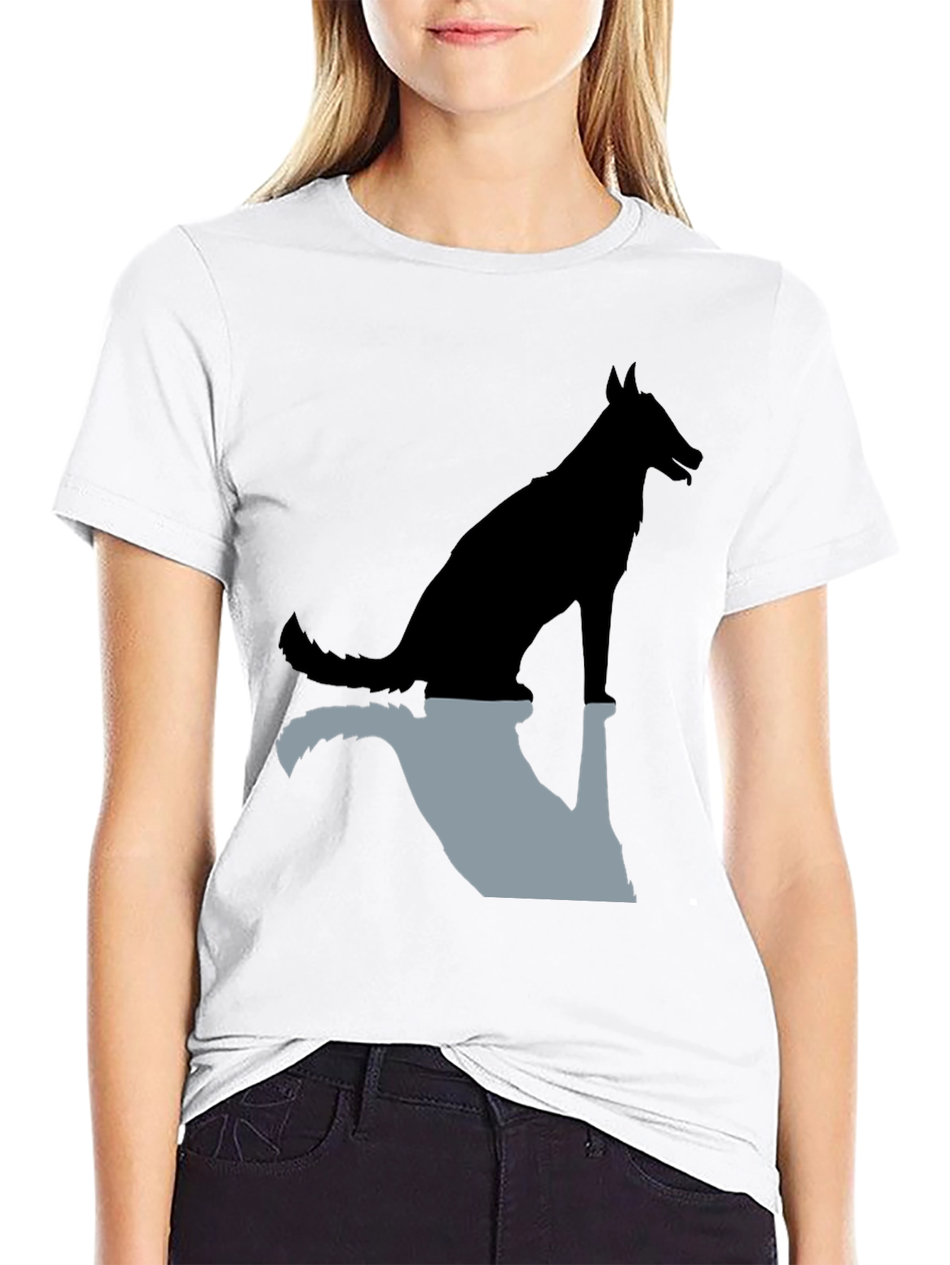 Dog Silhouette Graphic Tee - Stylish Black Shirt