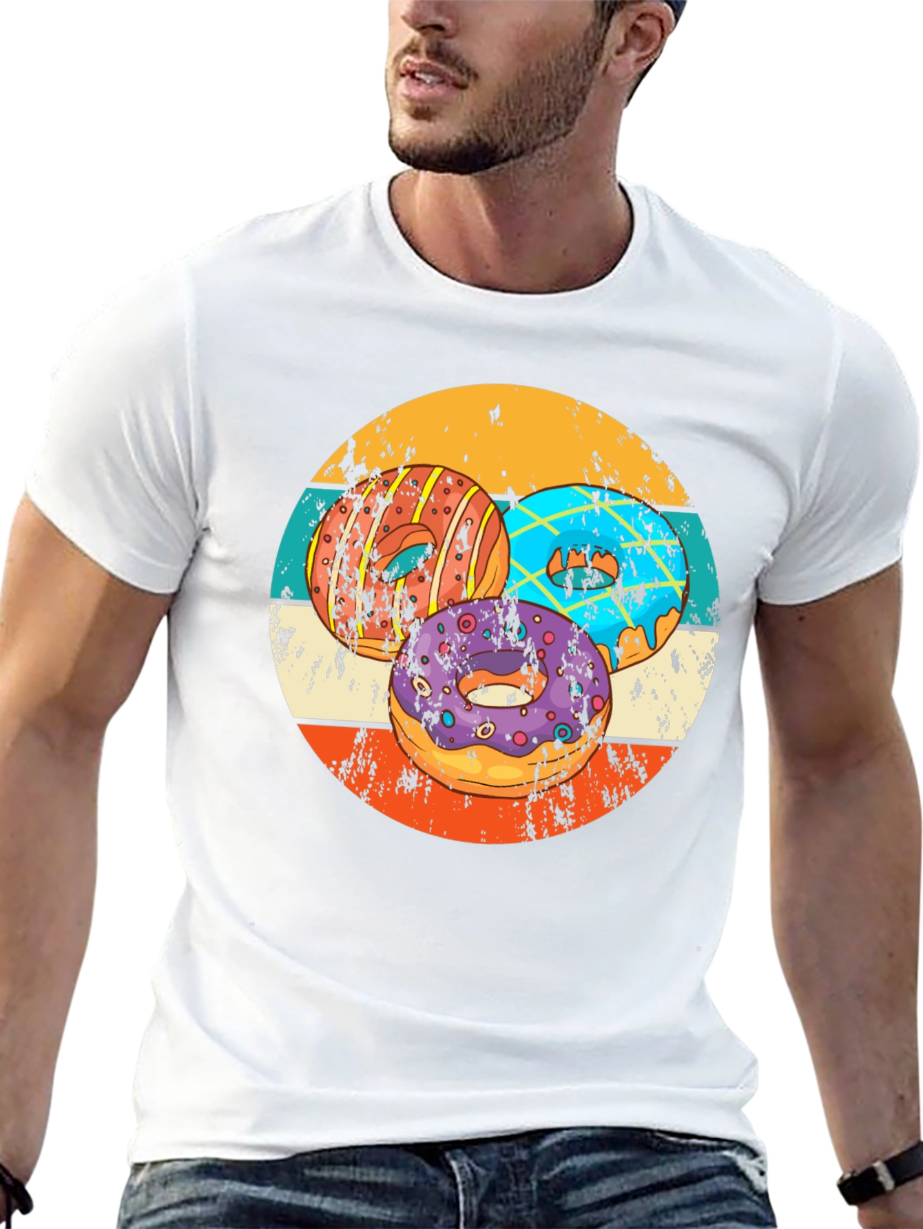 Retro Donut T-Shirt - Graphic Print Tee