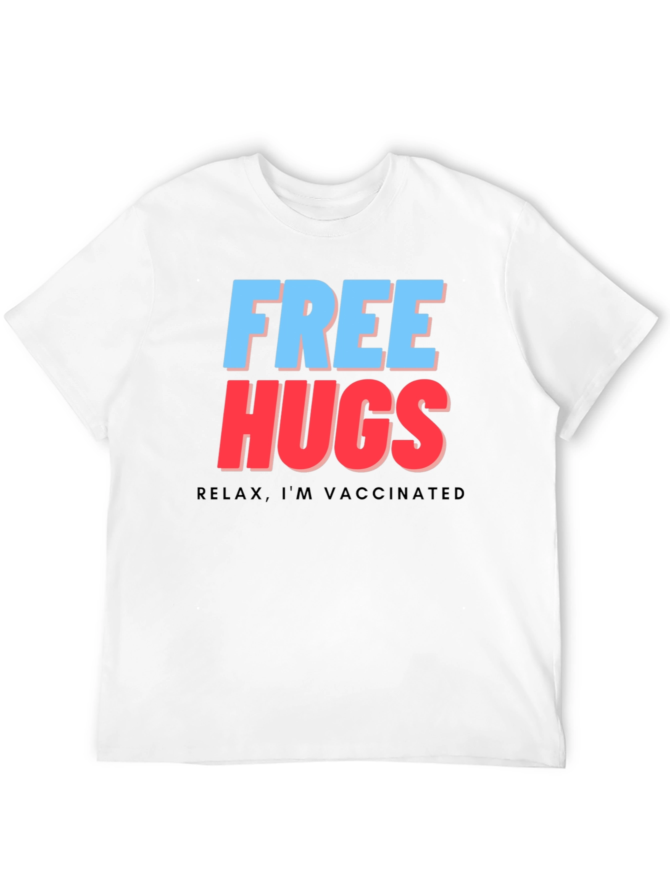 Free Hugs Vaccinated Tee - Black Graphic T-Shirt