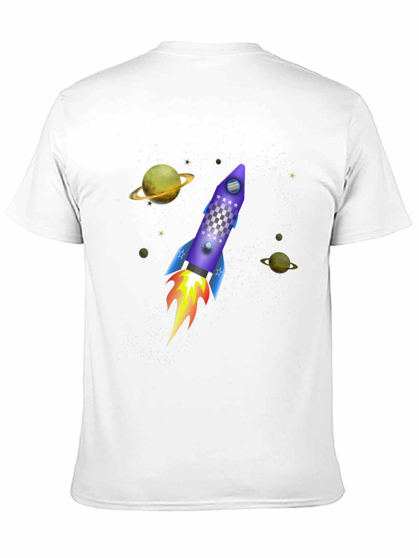 Space Rocket Graphic Tee - Black Cotton T-Shirt