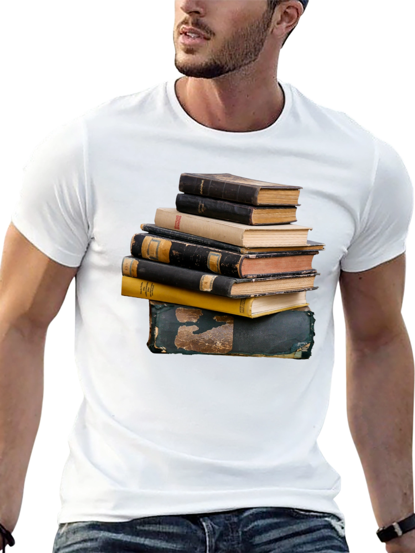 Stacked Books Graphic T-Shirt | Black