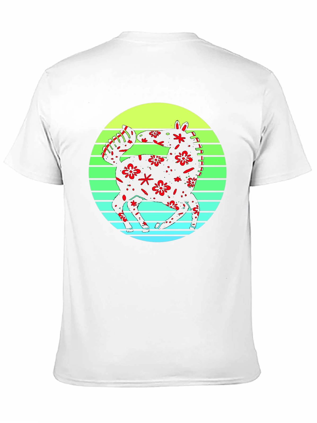Floral Horse Graphic Tee - Retro Style