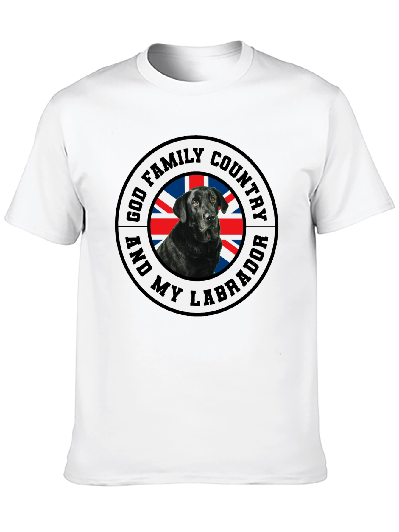 God Family Country Labrador UK Flag T-Shirt