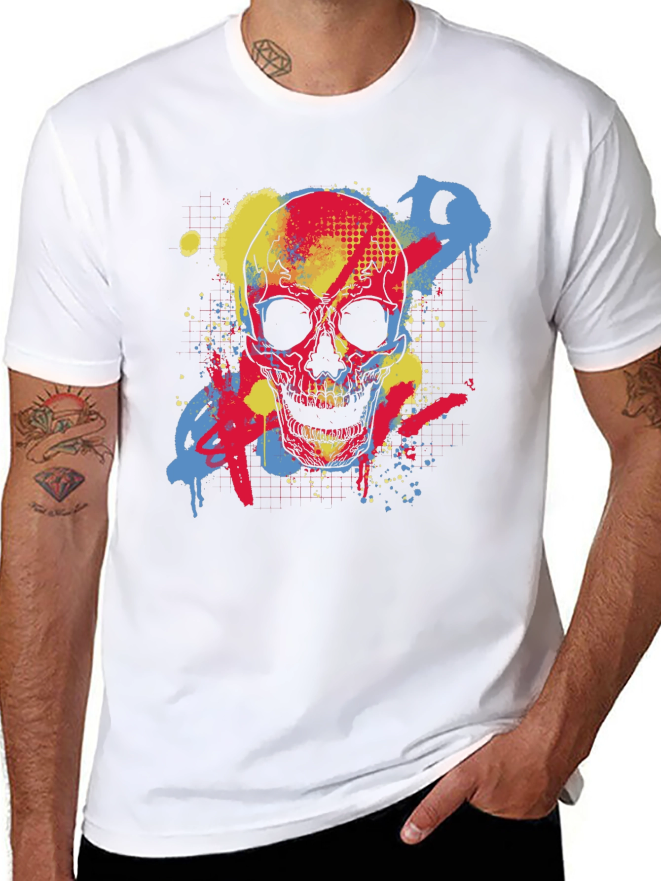 Skull Graffiti Graphic Tee - Black Cotton T-Shirt