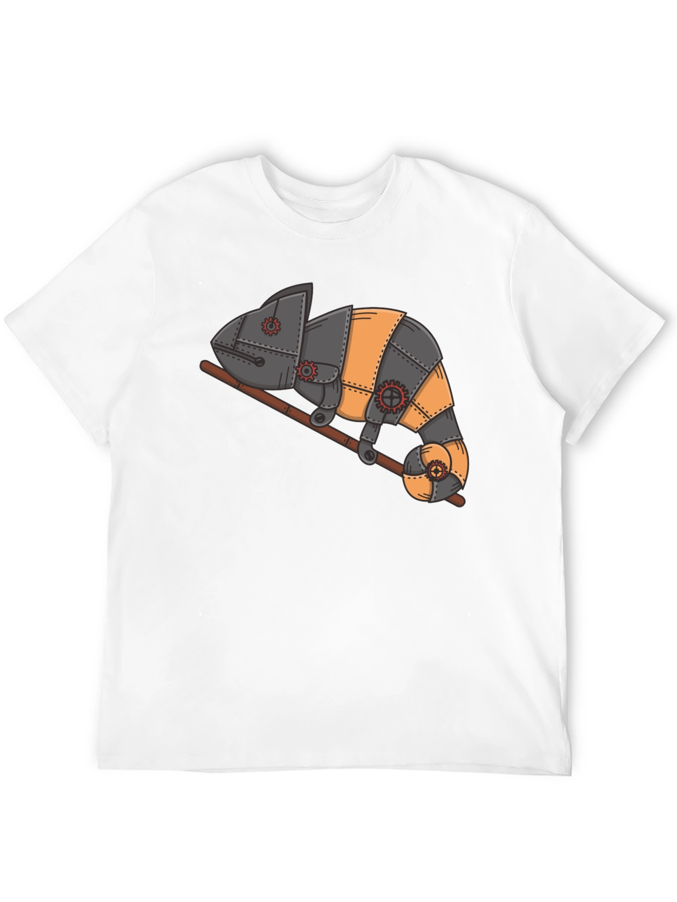 Steampunk Chameleon Graphic T-Shirt - Unique Reptile Design