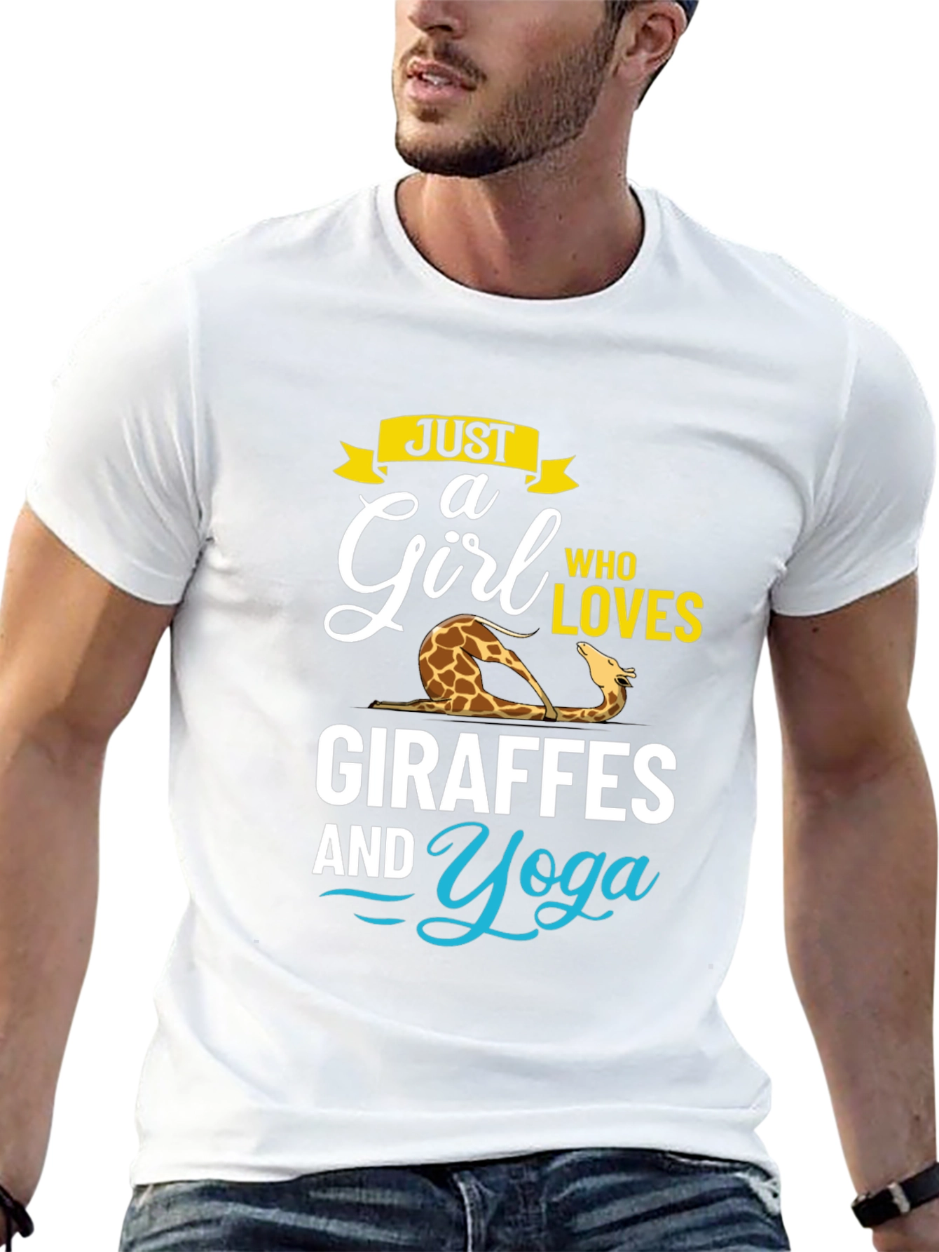 Giraffe Yoga Lover Black T-Shirt
