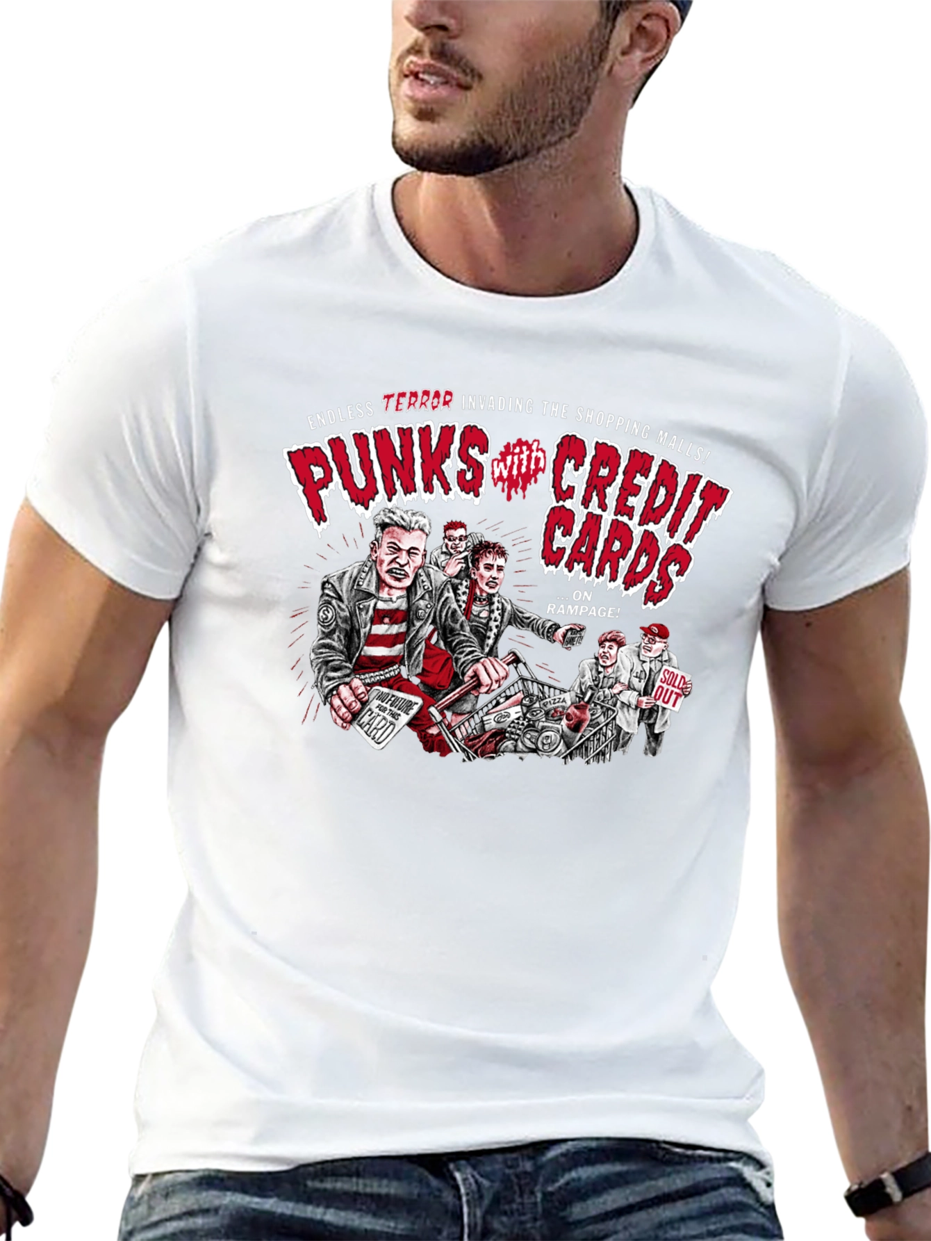 Puncks with Credit Cards Black T-Shirt