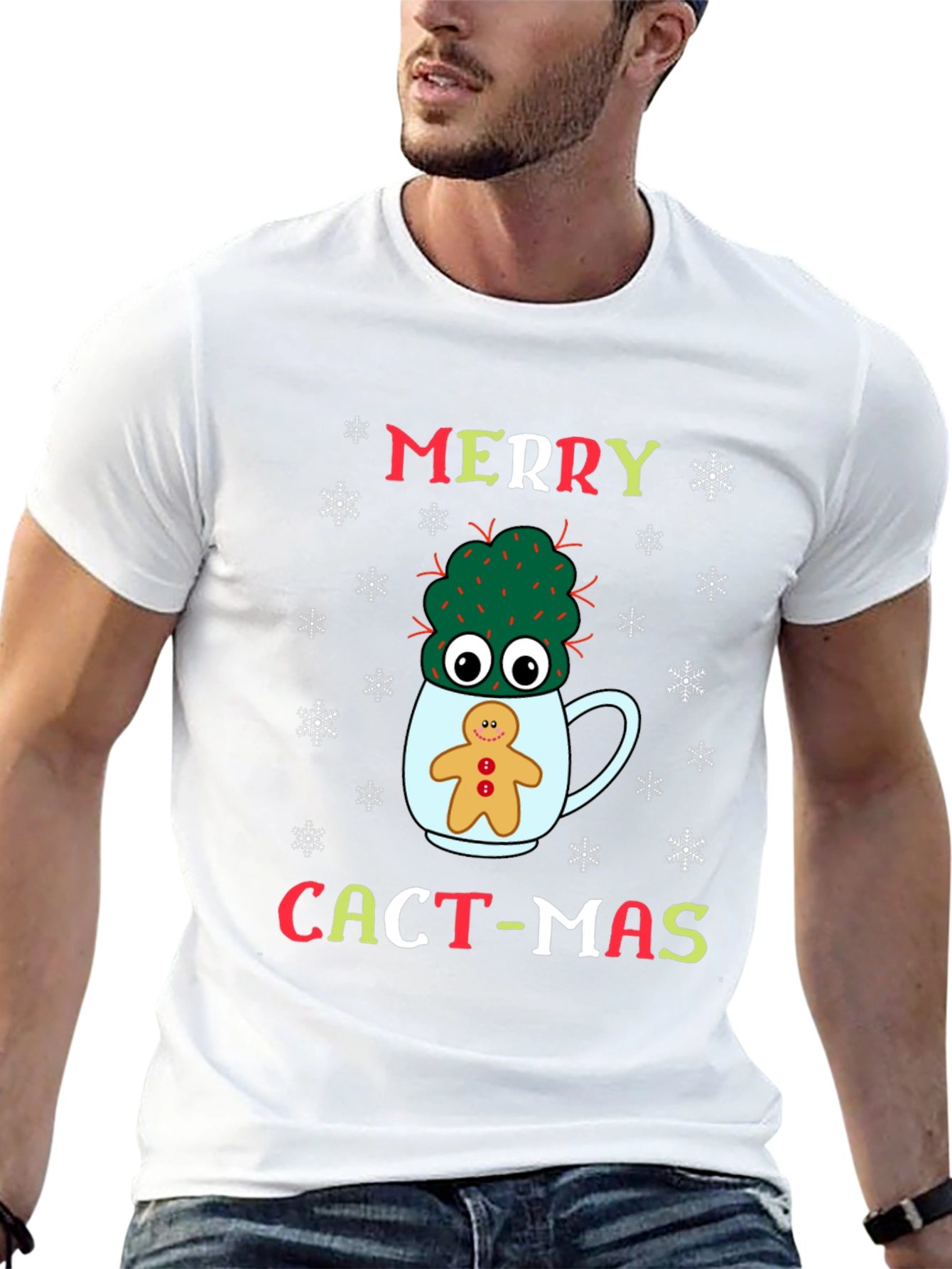 Merry Cact-Mas T-Shirt: Cactus & Gingerbread Holiday