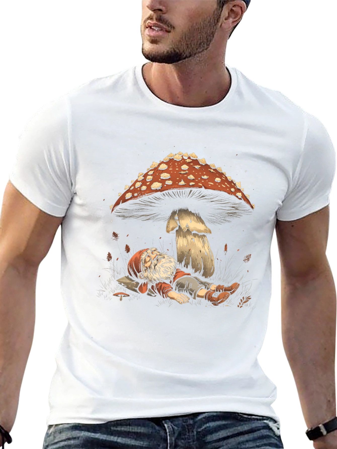 Mushroom Nap Black T-Shirt - Whimsical Design