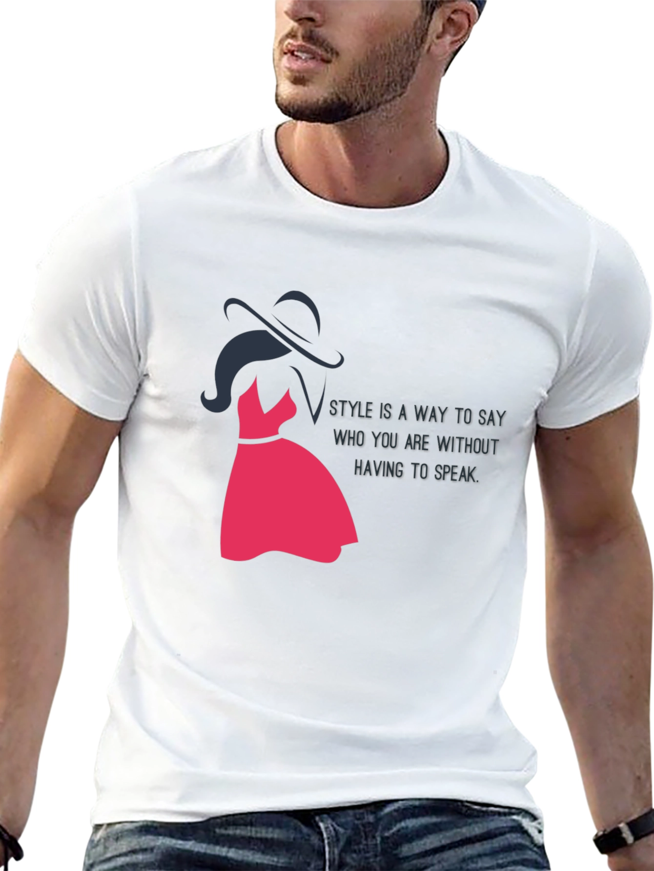 Stylish Black T-Shirt with Fashion Illustration