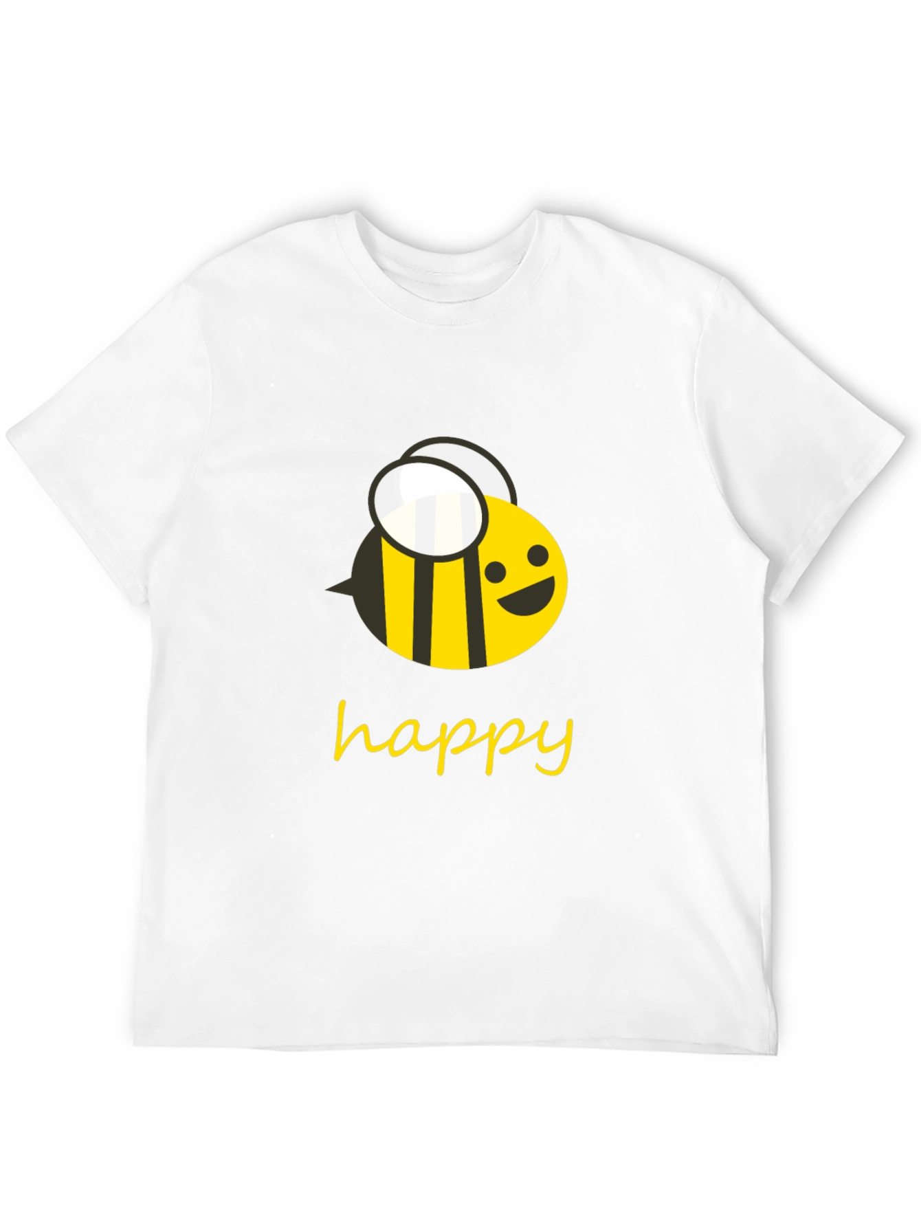 Happy Bee Graphic Tee - Black Cotton T-Shirt