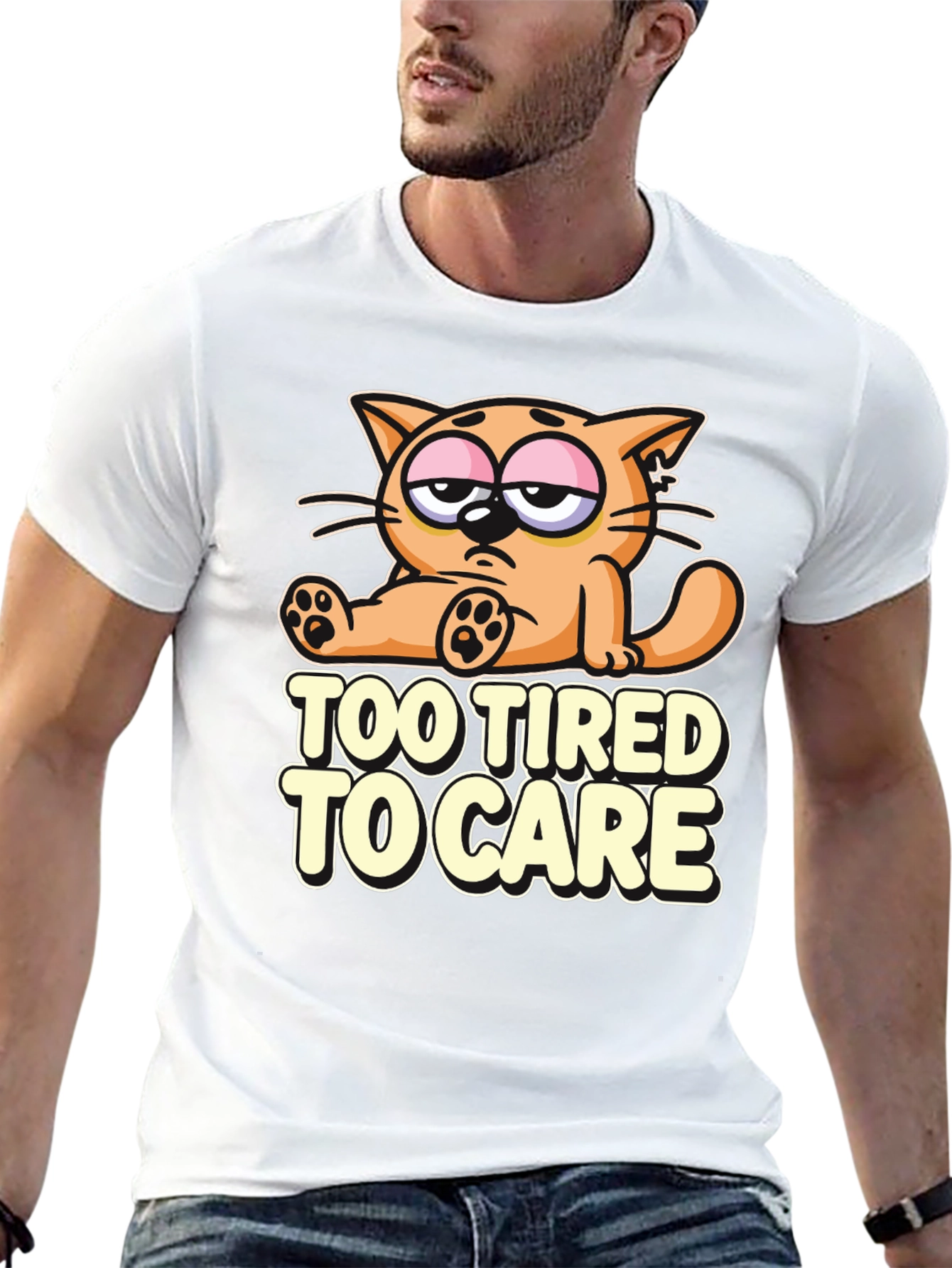 Too Tired to Care Cat T-Shirt