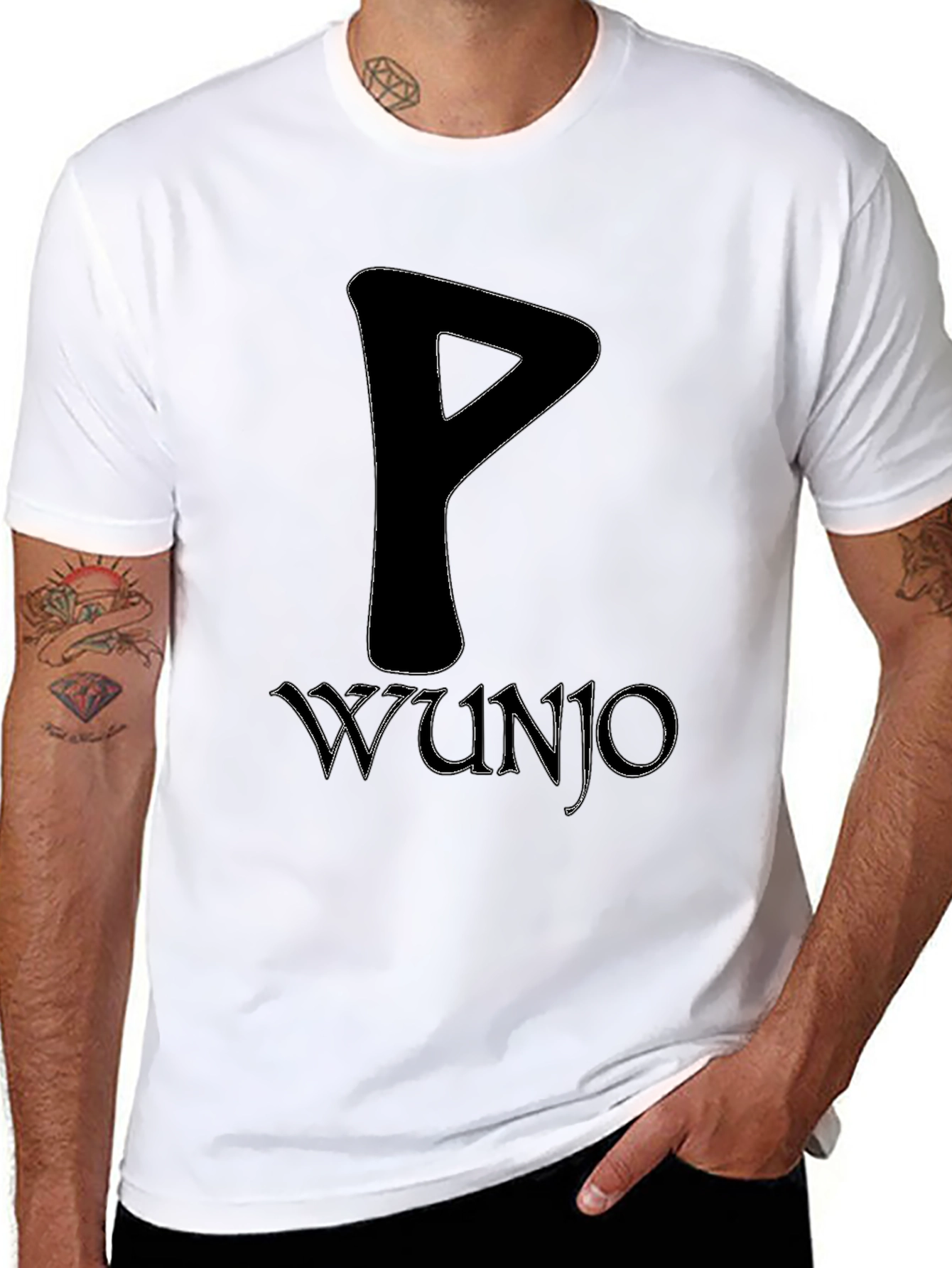 Wunjo Rune Graphic Black T-Shirt