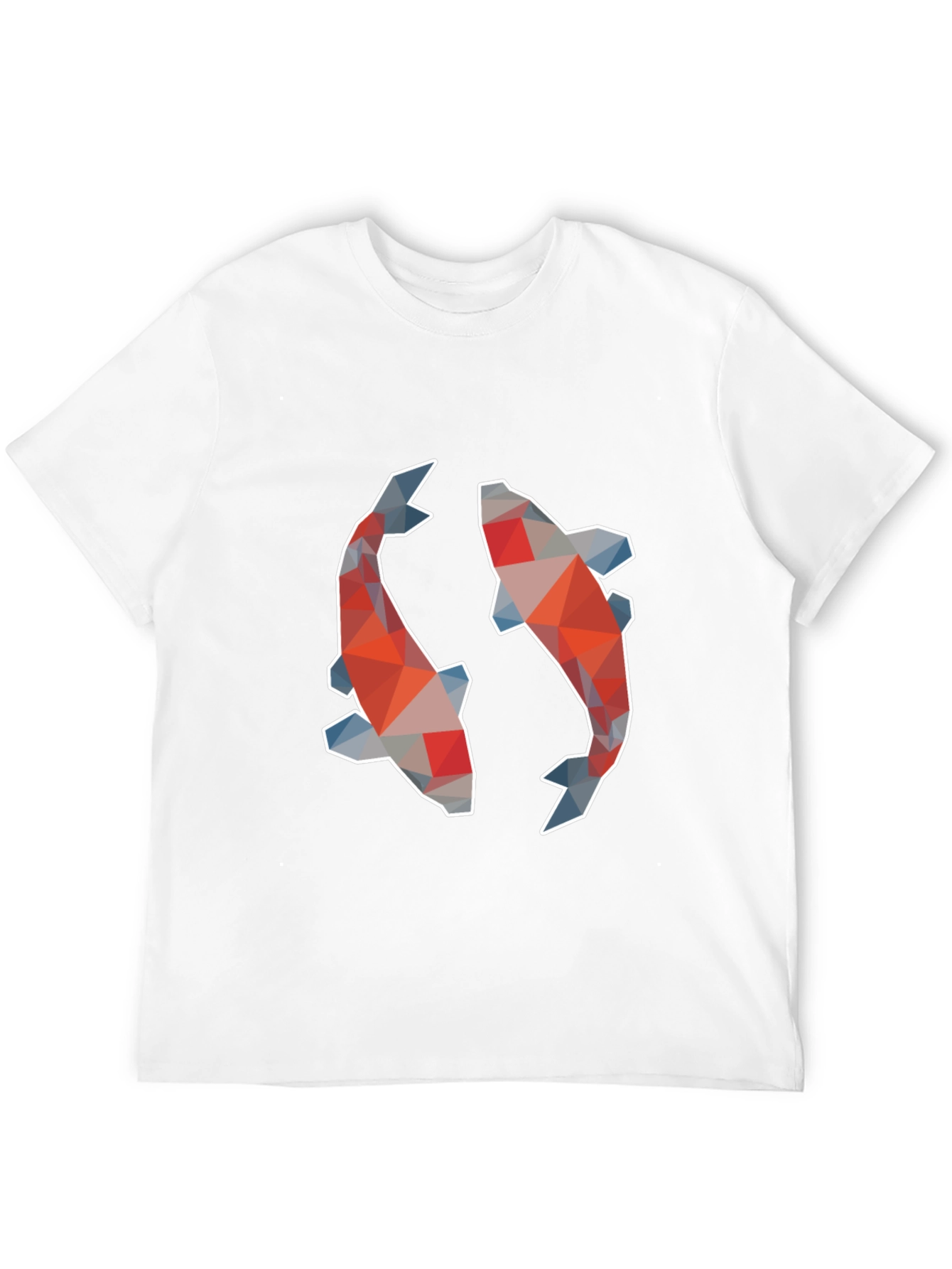 Geometric Koi Fish Graphic Print Black T-Shirt