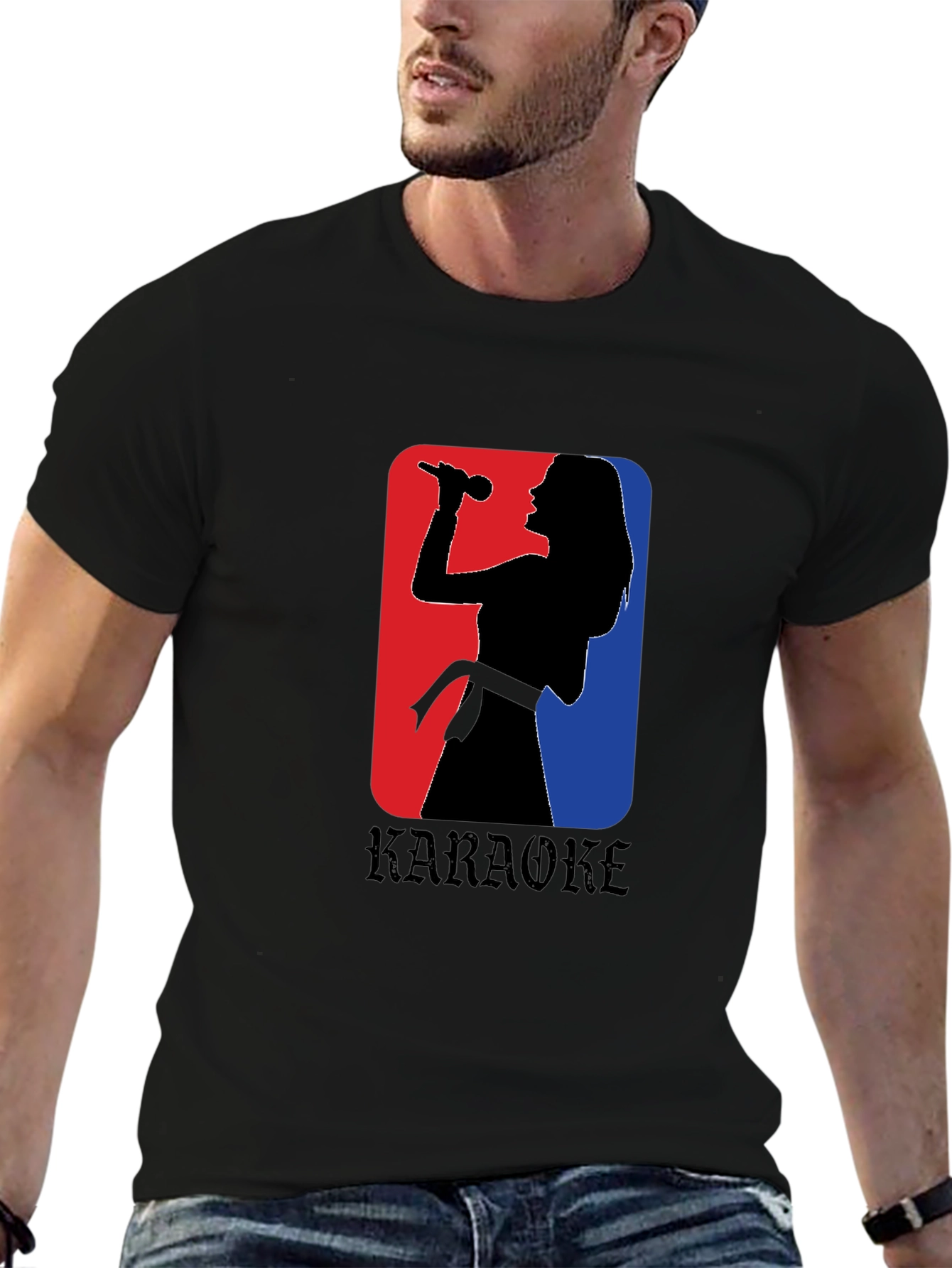 Karaoke Singer Graphic T-Shirt - Black