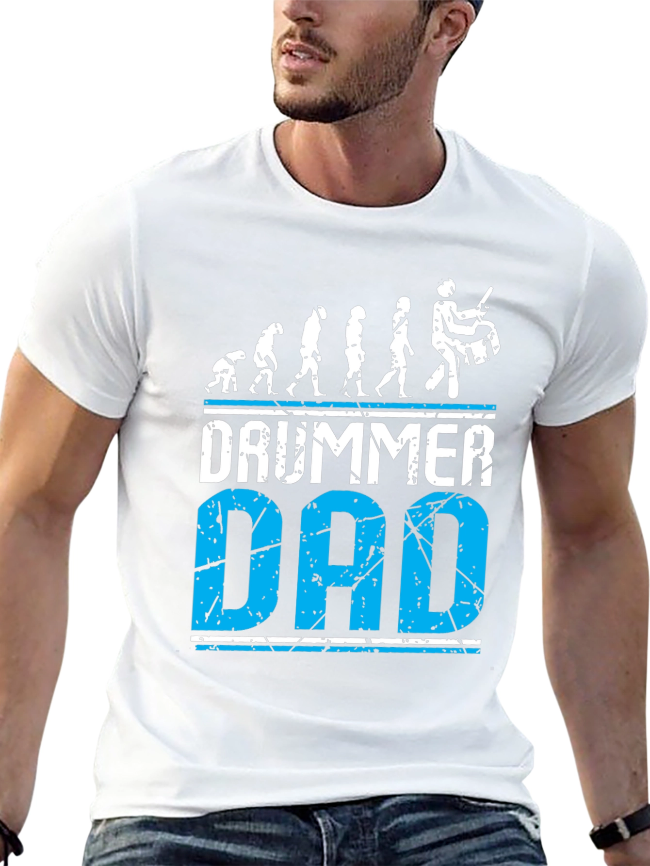 Drummer Dad Evolution Graphic Tee - Black Cotton T-Shirt