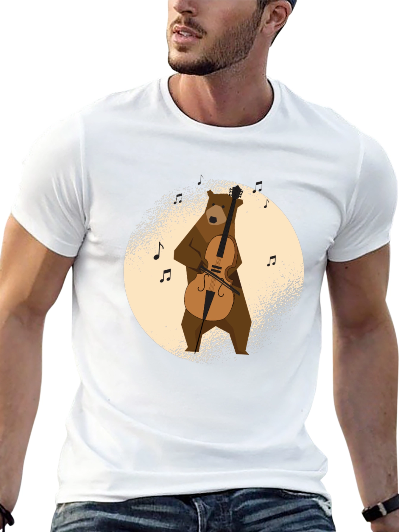 Bear Playing Cello Graphic T-Shirt