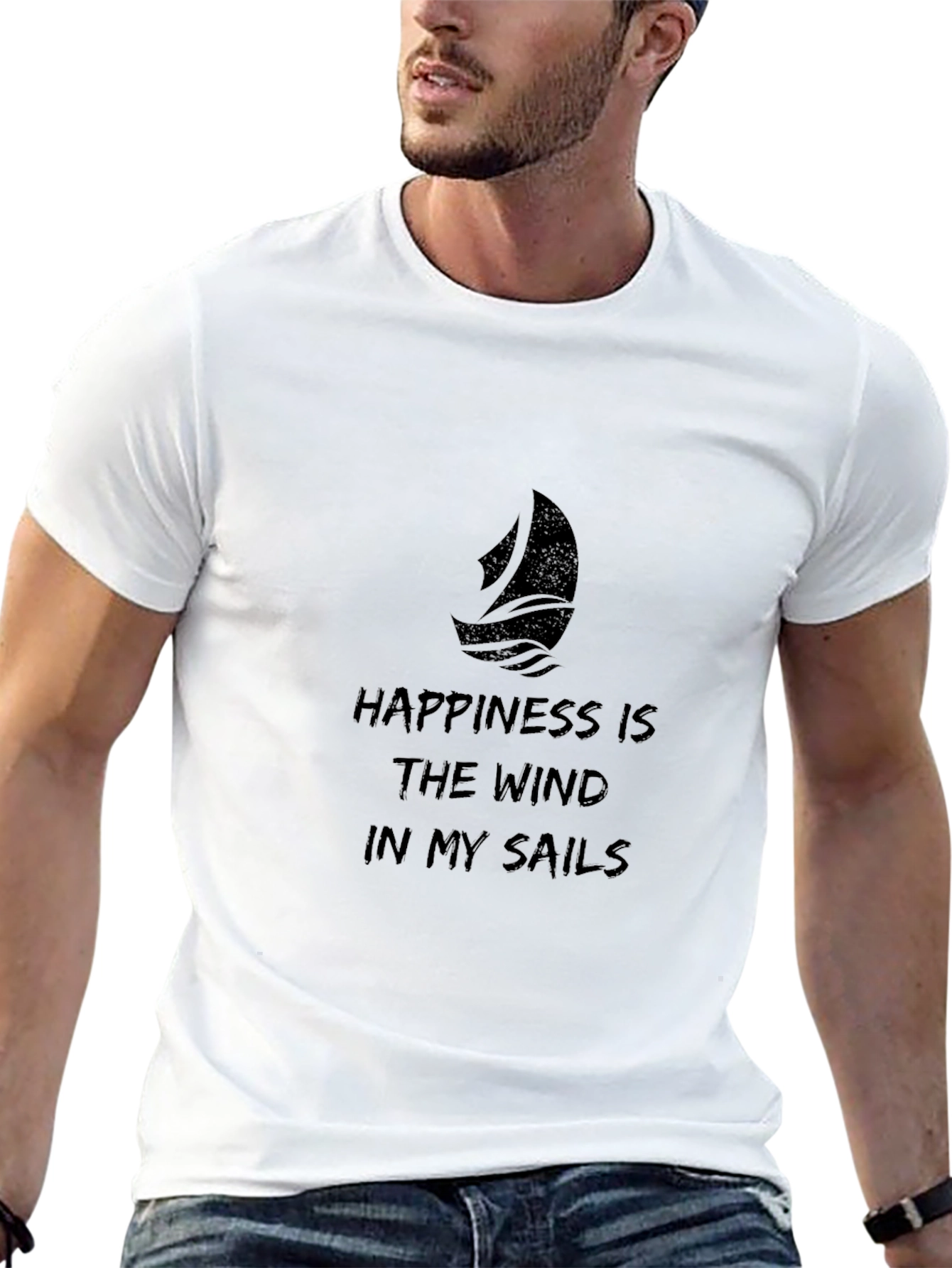 Happiness is the Wind in My Sails Black T-Shirt