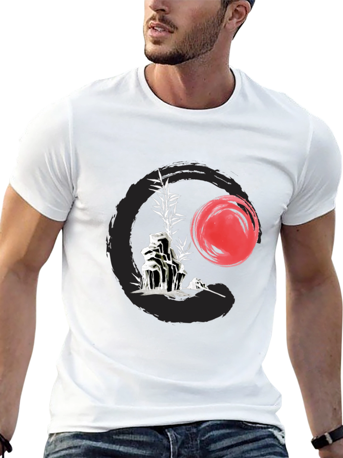 Zen Style Graphic Tee - Rock Garden & Sunset