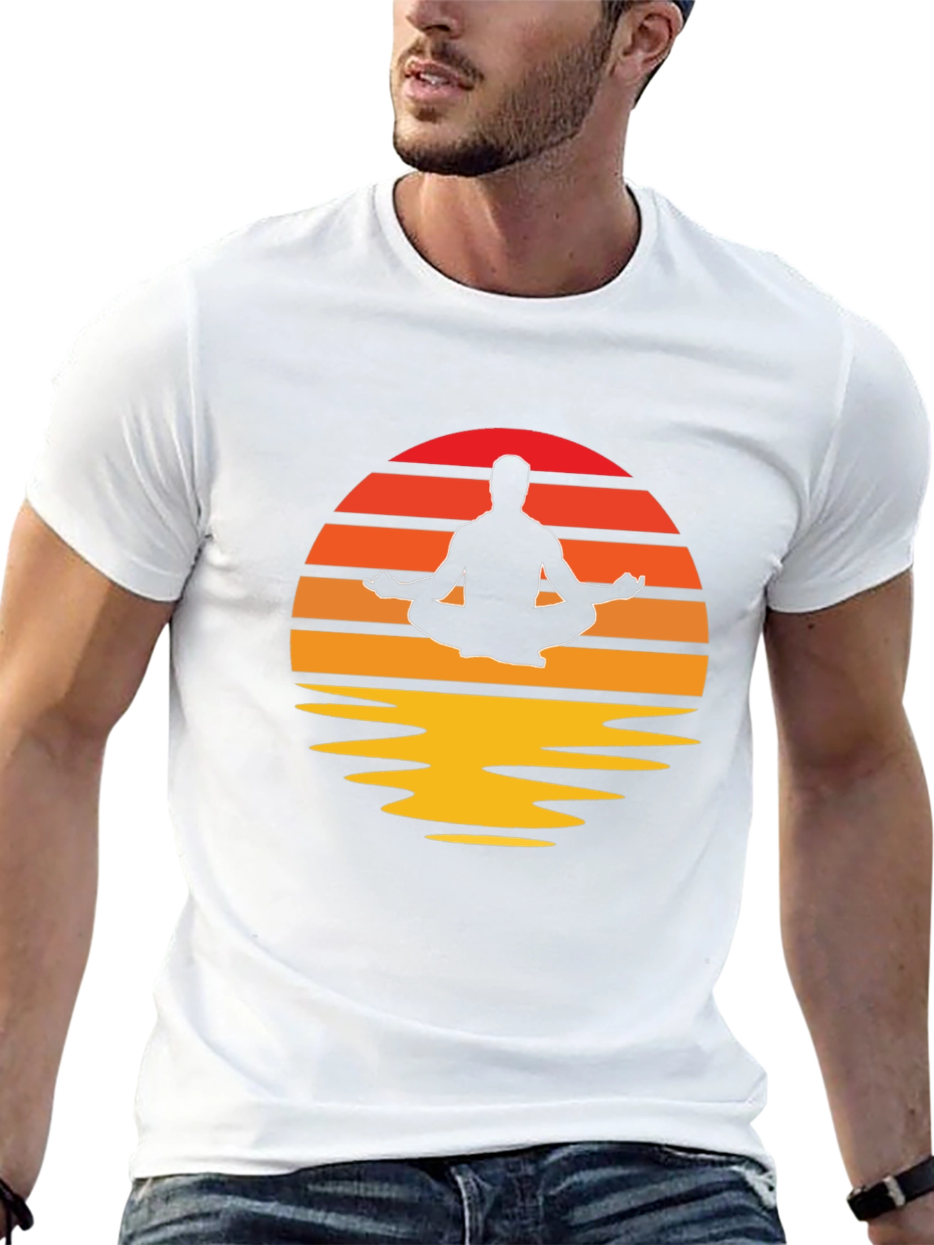 Zen Sunset Meditation T-Shirt - Relaxed Fit