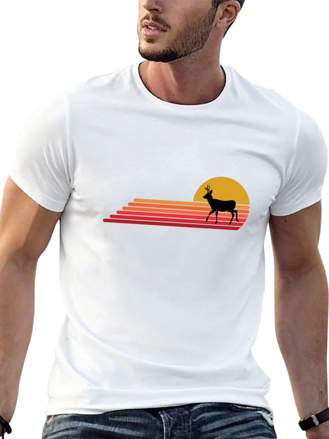 Retro Deer Sunset Graphic Tee