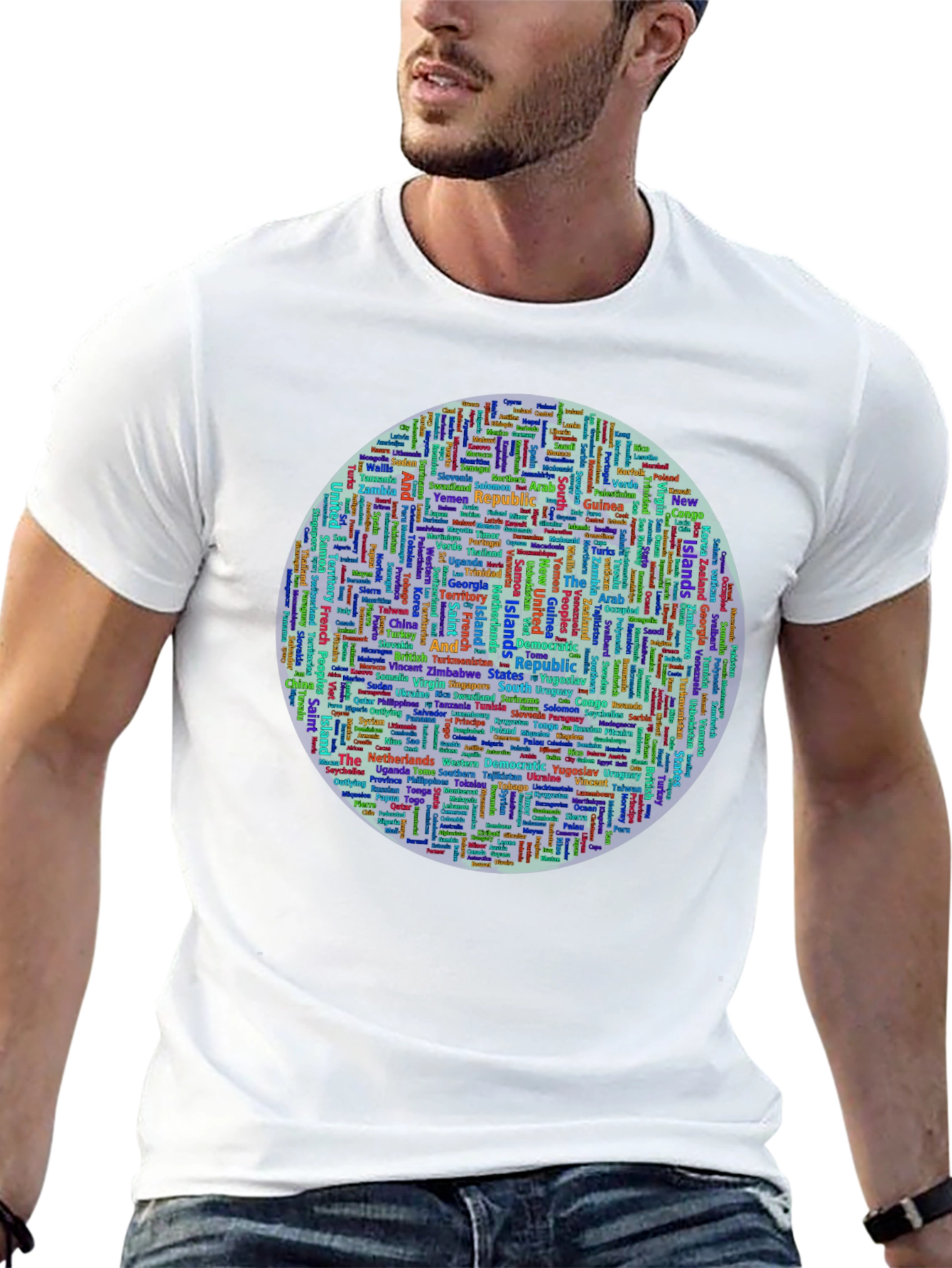 Countries Word Art Print Black T-Shirt