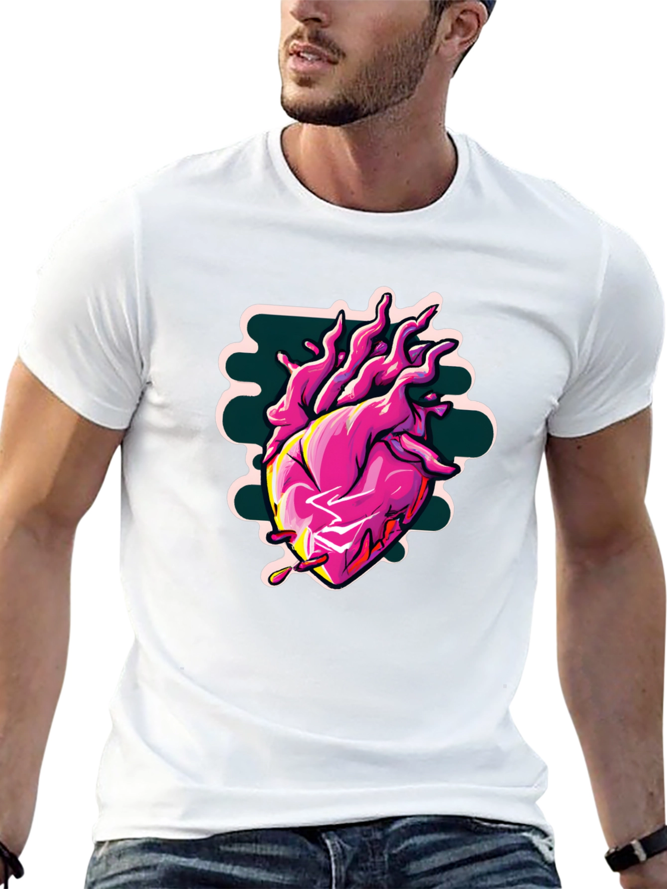 Anatomical Heart Graphic Tee - Cool Black Shirt