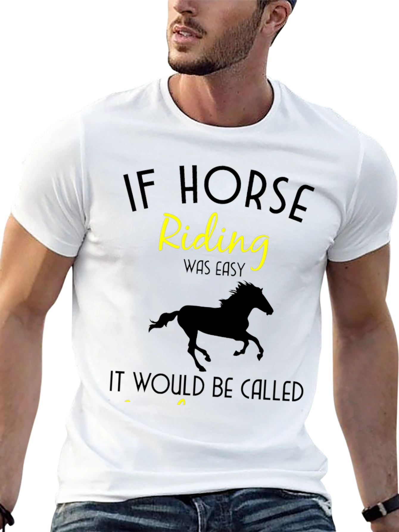 Horse Riding T-Shirt - Black Cotton Tee