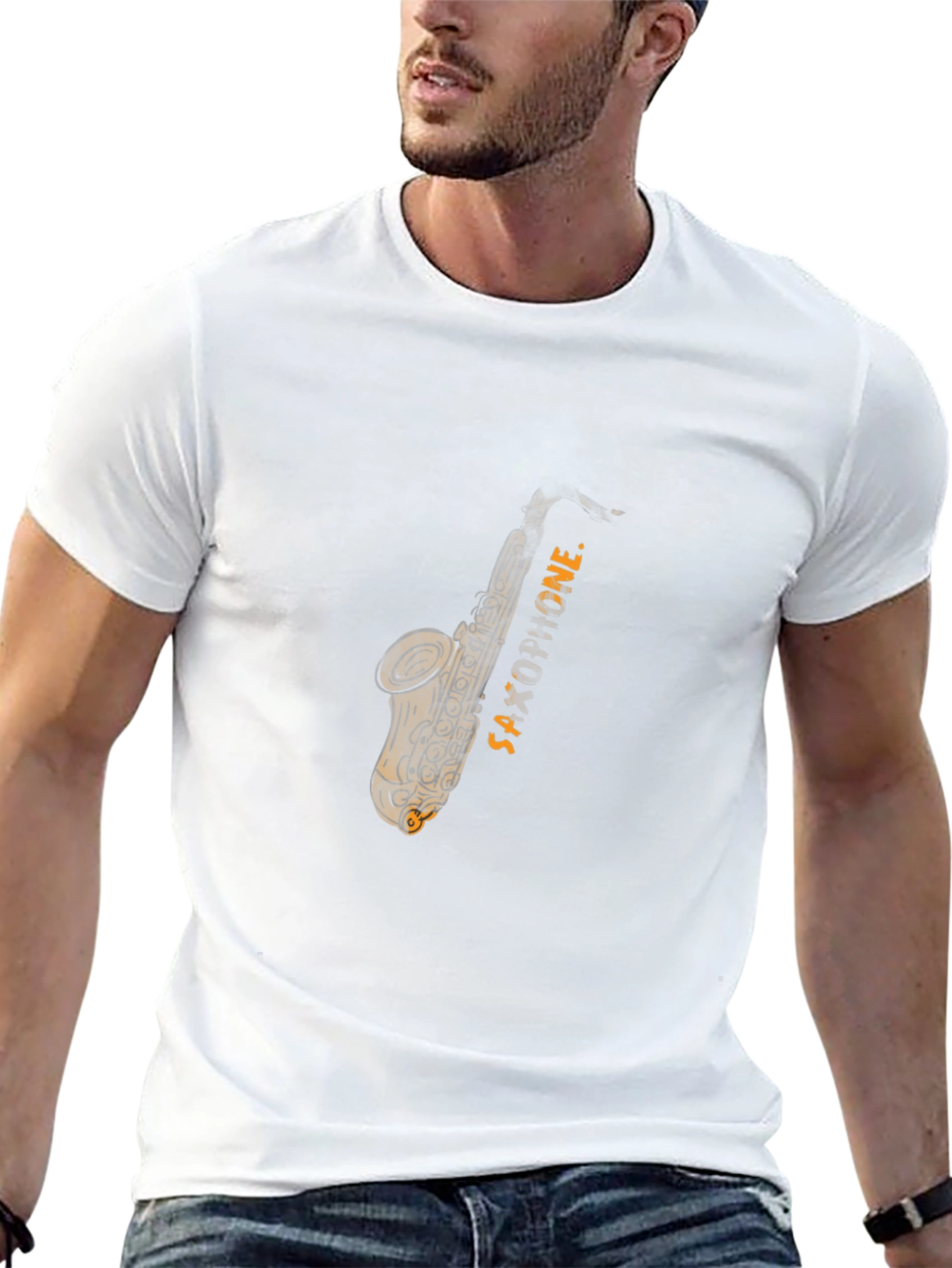 Saxophone Graphic Tee - Mens Black T-Shirt