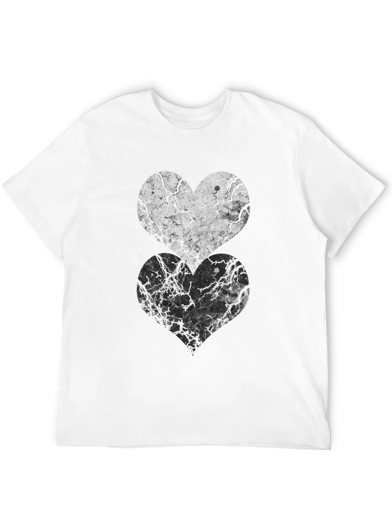 Abstract Marble Hearts Graphic T-Shirt