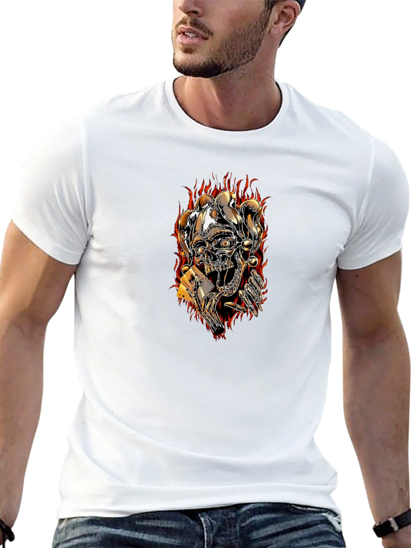 Skull Joker Playing Card Graphic Tee