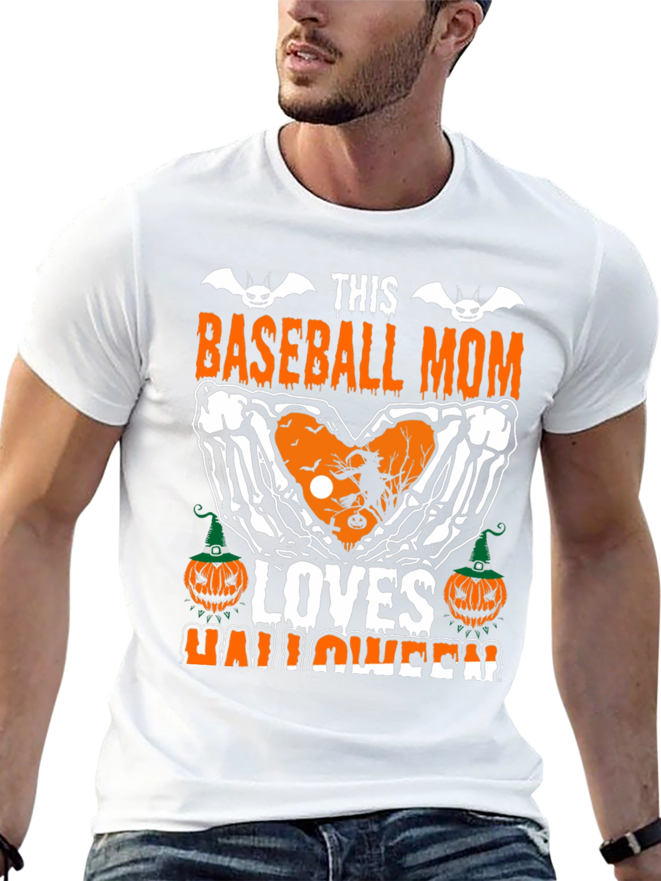 Baseball Mom Halloween T-Shirt - Skeleton Heart Design